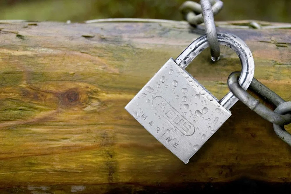 ABUS Marine padlock 75IB/50 - weatherproof - brass lock body with nickel pearl coating - ABUS security level 7 - silver