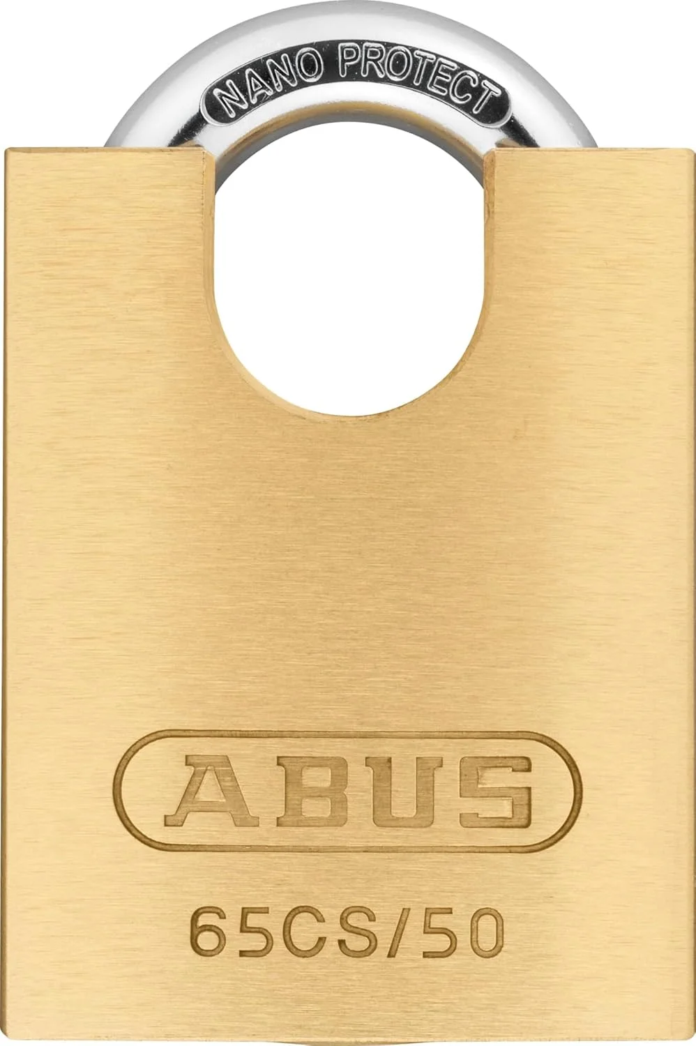 قفل آویز برنجی ABUS مدل 65CS/50 - بدنه قفل برنجی - مقاوم در برابر آب و هوا/مناسب فضای باز - حلقه فولادی سخت کاری شده و محافظ حلقه