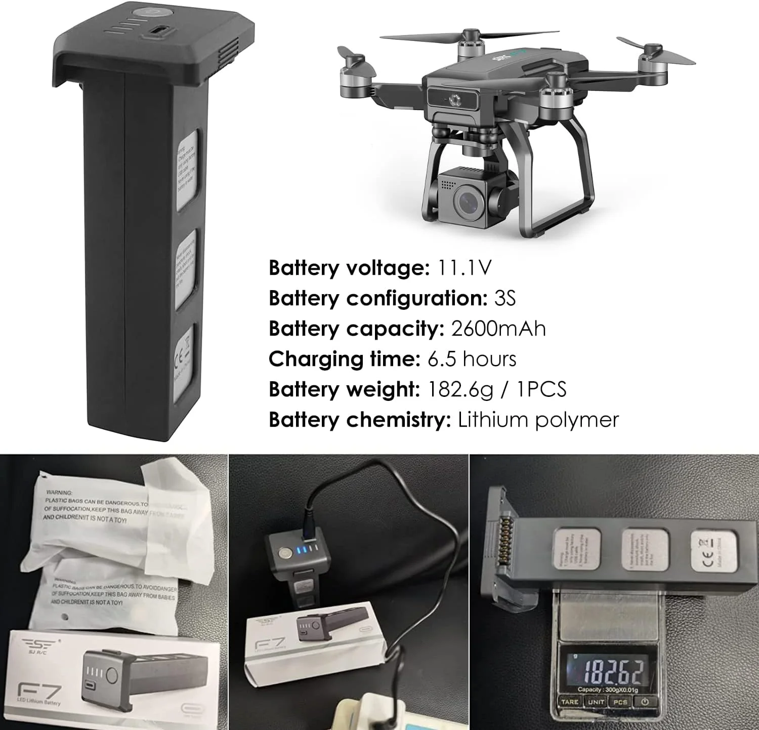 باتری لیتیومی 11.1 ولت 2600 میلی آمپر ساعت MOONZON 2 عددی با 2 عدد کابل شارژ برای SJRC F7 F7pro F7S F7GB2 9800FT RC عکاسی هوایی هواپیمای چهار محوره باتری قطعات یدکی پهپاد کنترل از راه دور باتری لیتیومی 11.1 ولت 2600 میلی آمپر ساعت MOONZON 2 عددی با 2 عدد کابل شارژ برای SJRC F7 F7pro F7S F7GB2 9800FT RC عکاسی هوایی هواپیمای چهار محوره باتری قطعات یدکی پهپاد کنترل از راه دور