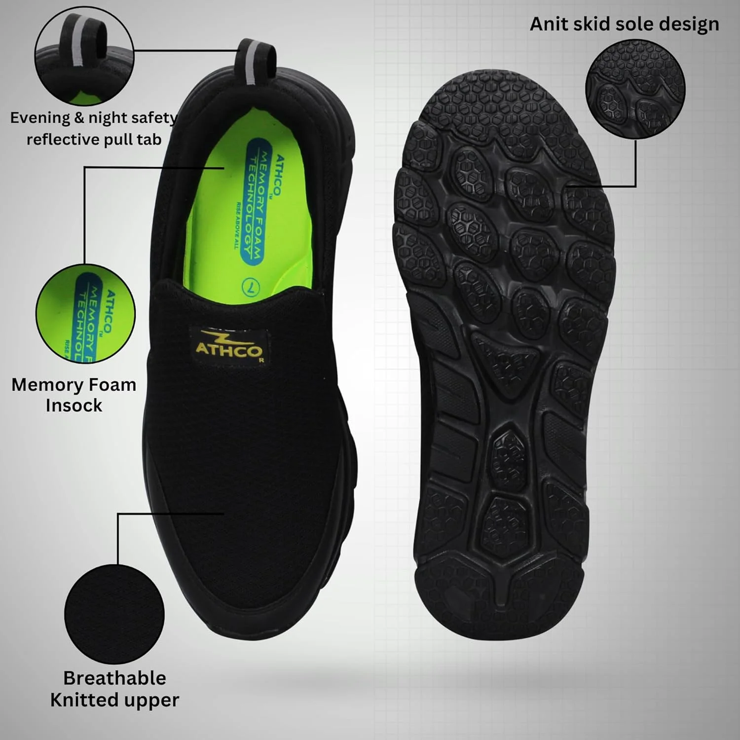 کفش دویدن مردانه آتکو مدل Oxyflo مشکی طلایی سایز 10