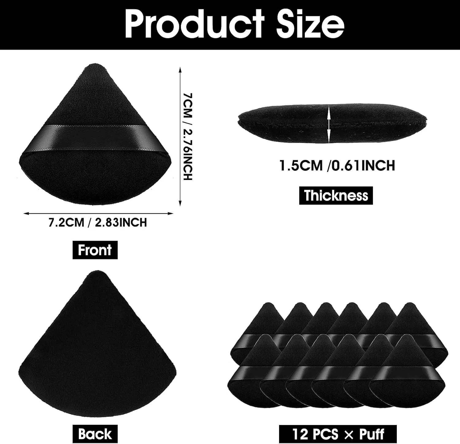 پدهای مثلثی پودر WLLHYF، پدهای آرایشی صورت مخملی نرم مثلثی، پد آرایشی مرطوب و خشک برای کانتورینگ صورت، زیر چشم و گوشه ها، ابزار آرایشی زیبایی (مشکی - 12 عدد) پدهای مثلثی پودر WLLHYF، پدهای آرایشی صورت مخملی نرم مثلثی، پد آرایشی مرطوب و خشک برای کانتورینگ صورت، زیر چشم و گوشه ها، ابزار آرایشی زیبایی (مشکی - 12 عدد)