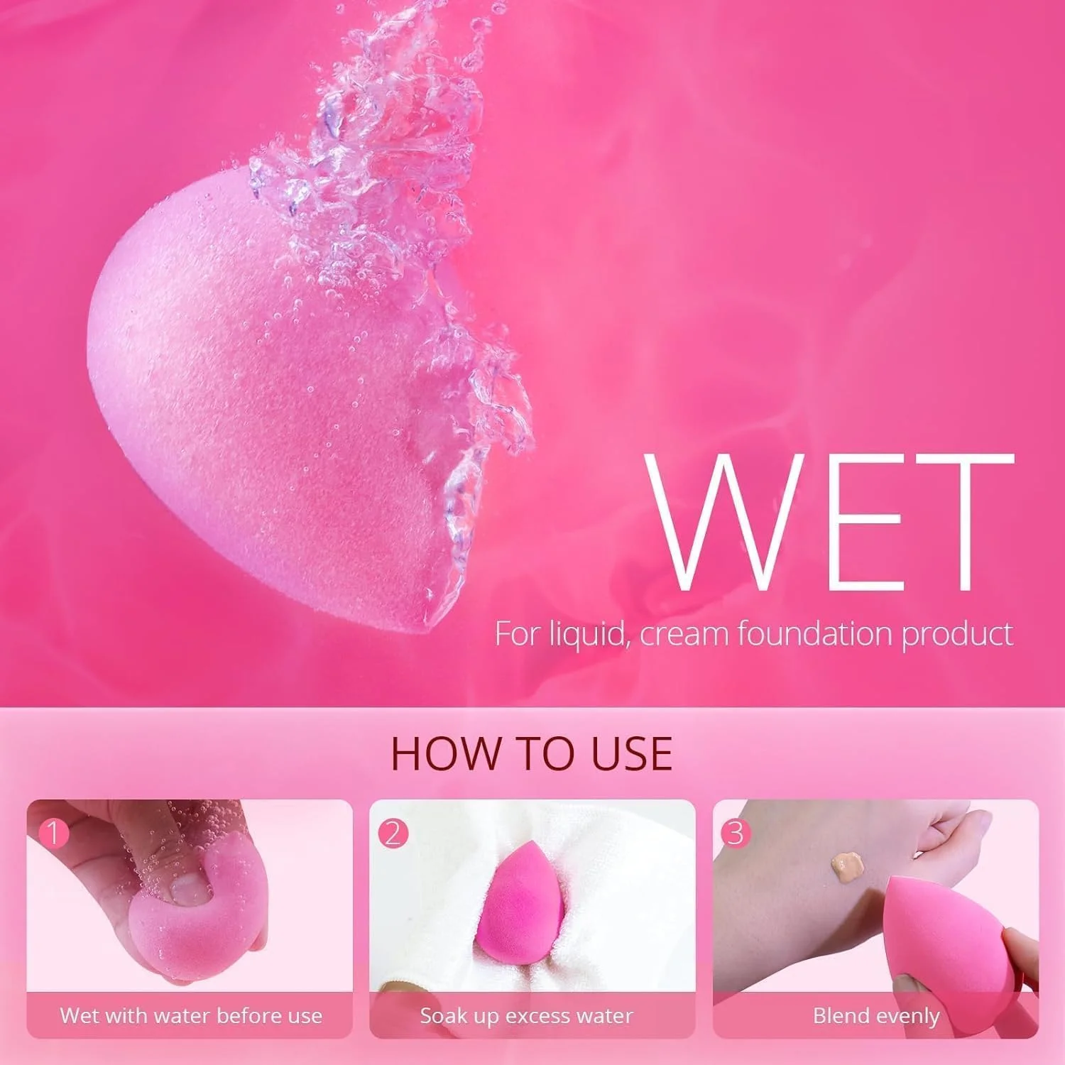 اسفنج آرایشی صورتی YHRY، بلندر آرایشی، مناسب برای کرم پودر و مایع، اسفنج نرم قطره ای برای ترکیب پودر، بدون لاتکس و با کیفیت بالا - 1 عدد اسفنج آرایشی صورتی YHRY، بلندر آرایشی، مناسب برای کرم پودر و مایع، اسفنج نرم قطره ای برای ترکیب پودر، بدون لاتکس و با کیفیت بالا - 1 عدد