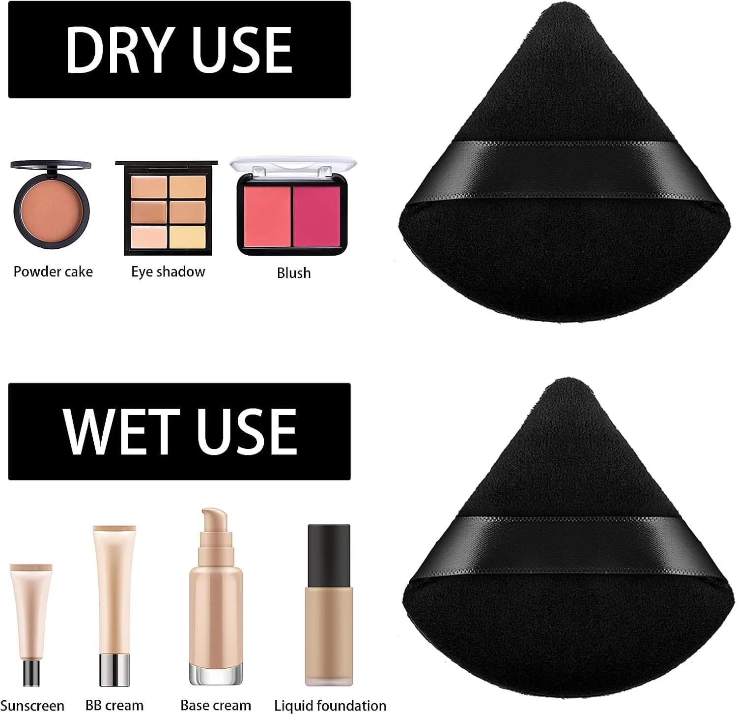 پدهای مثلثی پودر WLLHYF، پدهای آرایشی صورت مخملی نرم مثلثی، پد آرایشی مرطوب و خشک برای کانتورینگ صورت، زیر چشم و گوشه ها، ابزار آرایشی زیبایی (مشکی - 12 عدد) پدهای مثلثی پودر WLLHYF، پدهای آرایشی صورت مخملی نرم مثلثی، پد آرایشی مرطوب و خشک برای کانتورینگ صورت، زیر چشم و گوشه ها، ابزار آرایشی زیبایی (مشکی - 12 عدد)