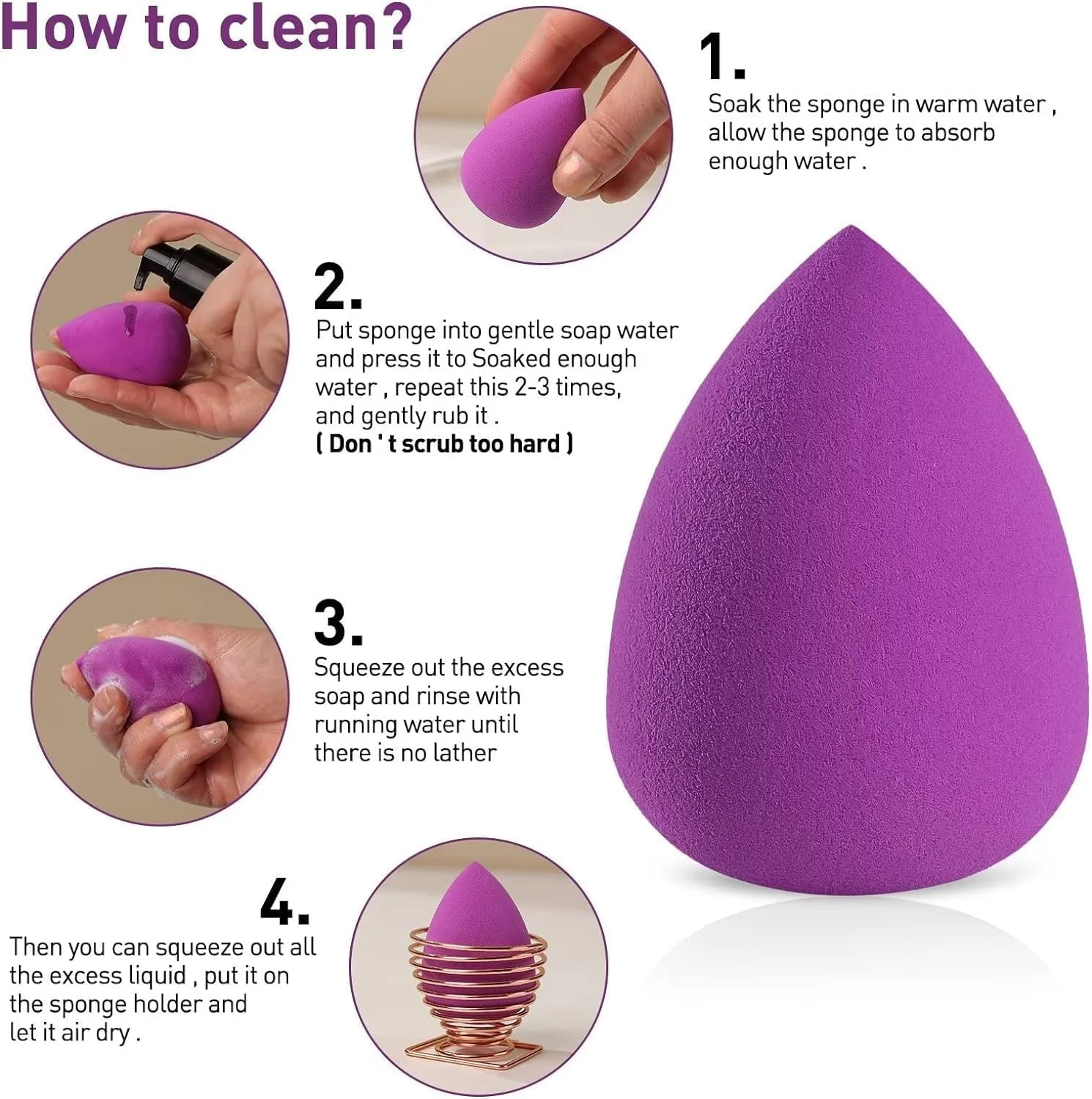 YHRY 5 Pcs Makeup Sponge Set, Latex Free Paw Makeup Sponge Set, Makeup Sponges for Cream, Liquid Foundation and Powder Application, Cruelty Free, Latex Free, Perfect For Travel(Purple) YHRY 5 Pcs Makeup Sponge Set, Latex Free Paw Makeup Sponge Set, Makeup Sponges for Cream, Liquid Foundation and Powder Application, Cruelty Free, Latex Free, Perfect For Travel(Purple)