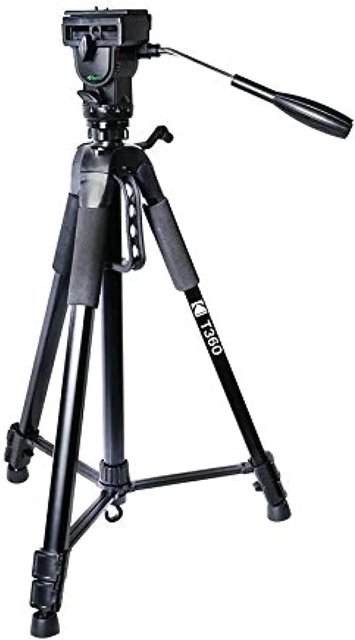 سه پایه آلومینیومی KODAK T360 با سر پن/شیب سه طرفه برای دوربین های DSLR و فیلمبرداری (مشکی)