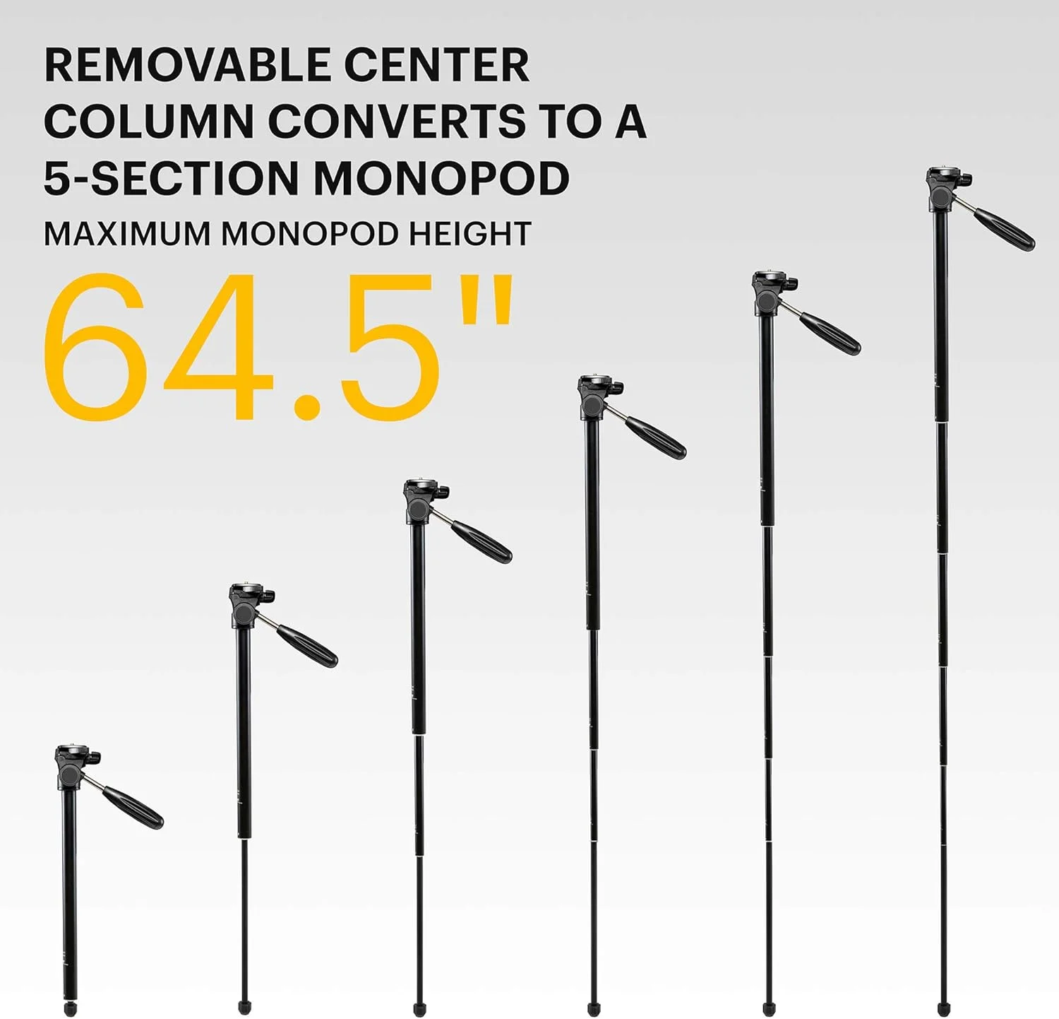 سه پایه و تک پایه 2 در 1 KODAK PhotoGear با ریموت | سبک وزن 70 اینچی 4 قسمتی با قفل چرخشی، تبدیل به تک پایه 64.5 اینچی | صفحات رهاسازی سریع، سر چرخان 3 طرفه، تراز حباب، راهنمای سه پایه و کیف سه پایه و تک پایه 2 در 1 KODAK PhotoGear با ریموت | سبک وزن 70 اینچی 4 قسمتی با قفل چرخشی، تبدیل به تک پایه 64.5 اینچی | صفحات رهاسازی سریع، سر چرخان 3 طرفه، تراز حباب، راهنمای سه پایه و کیف