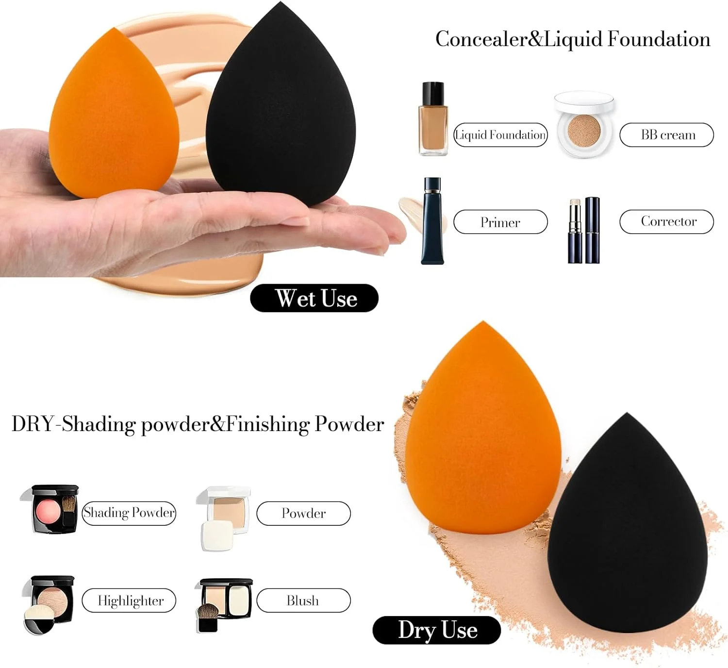 اسفنج های آرایشی VXZOHOW - بدون لاتکس، اسفنج آرایشی با کیفیت بالا برای ترکیب کرم پودر مناسب برای انواع پوست، استفاده بی نقص از مواد آرایشی مایع، کرمی و پودری (قابل استفاده خشک و مرطوب، 7 عدد، چند رنگ) اسفنج های آرایشی VXZOHOW - بدون لاتکس، اسفنج آرایشی با کیفیت بالا برای ترکیب کرم پودر مناسب برای انواع پوست، استفاده بی نقص از مواد آرایشی مایع، کرمی و پودری (قابل استفاده خشک و مرطوب، 7 عدد، چند رنگ)