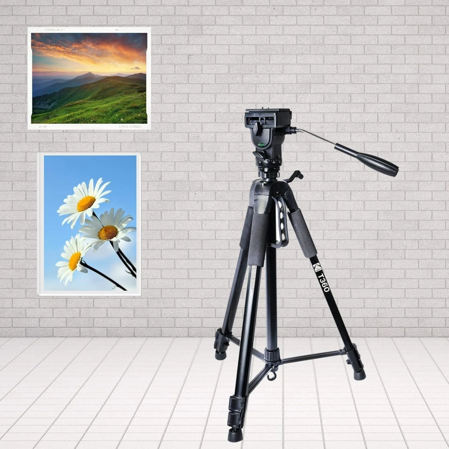 سه پایه آلومینیومی KODAK T360 با سر پن/شیب سه طرفه برای دوربین های DSLR و فیلمبرداری (مشکی)