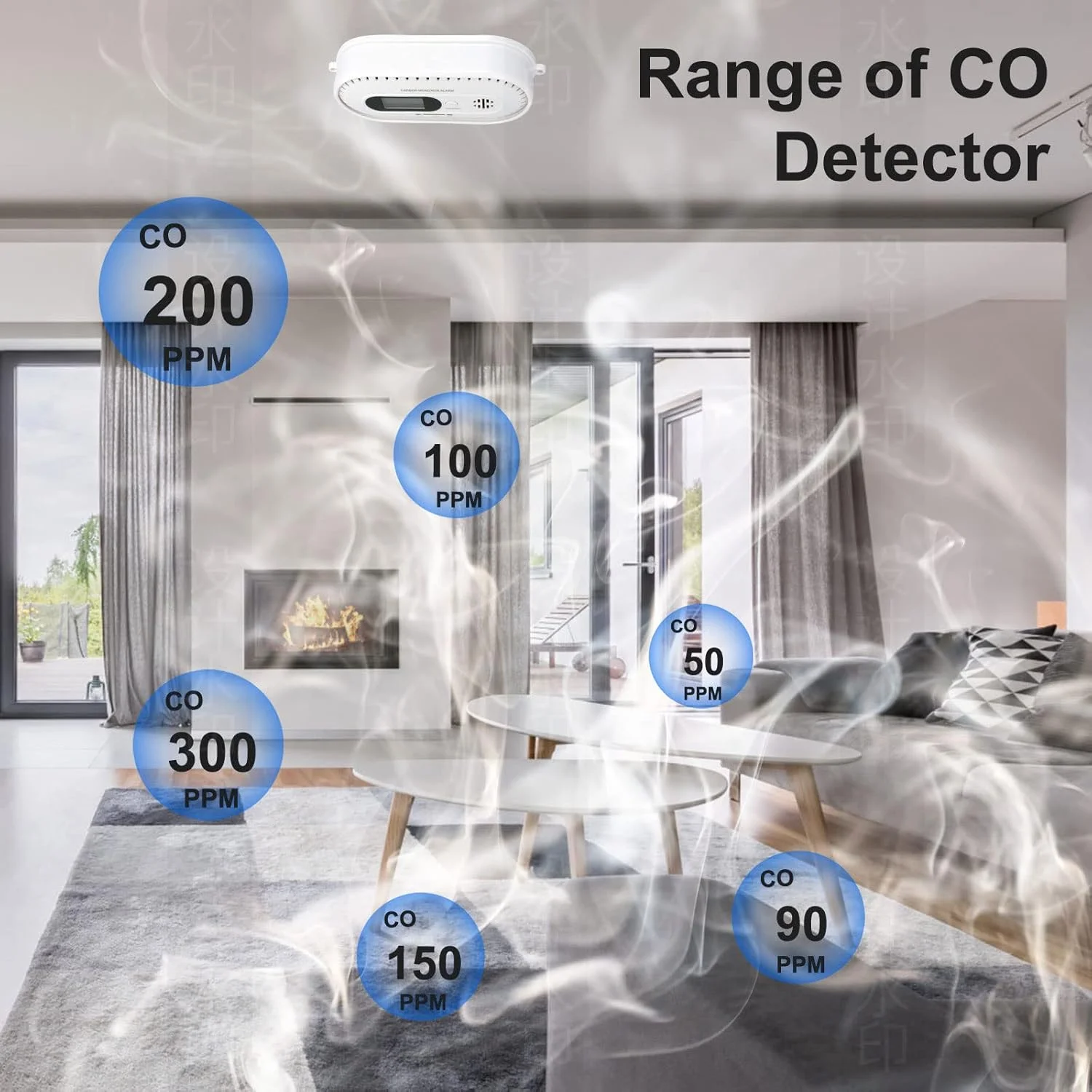 آشکارساز مونوکسید کربن، آلارم CO با صفحه نمایش دیجیتال، مطابق با استاندارد EN50291 و آلارم صوتی 85 دسی بل برای خانه و محل کار (باتری شامل نمی شود) (Type3)