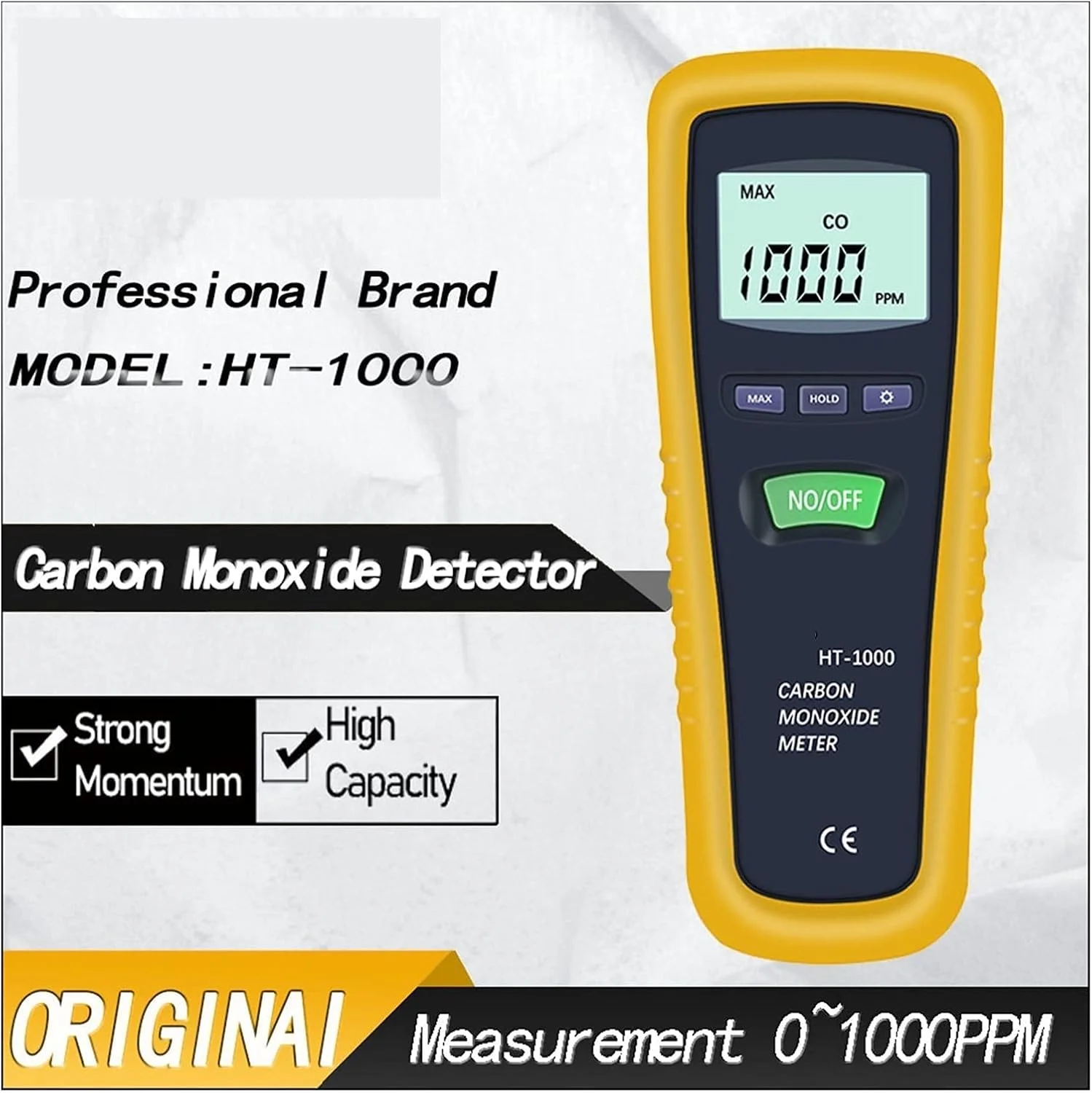 دستگاه تشخیص مونوکسید کربن دیجیتال قابل حمل با دقت بالا، تستر گاز CO، آلارم صوتی 1000PPM برای ابزارهای داخلی و خارجی