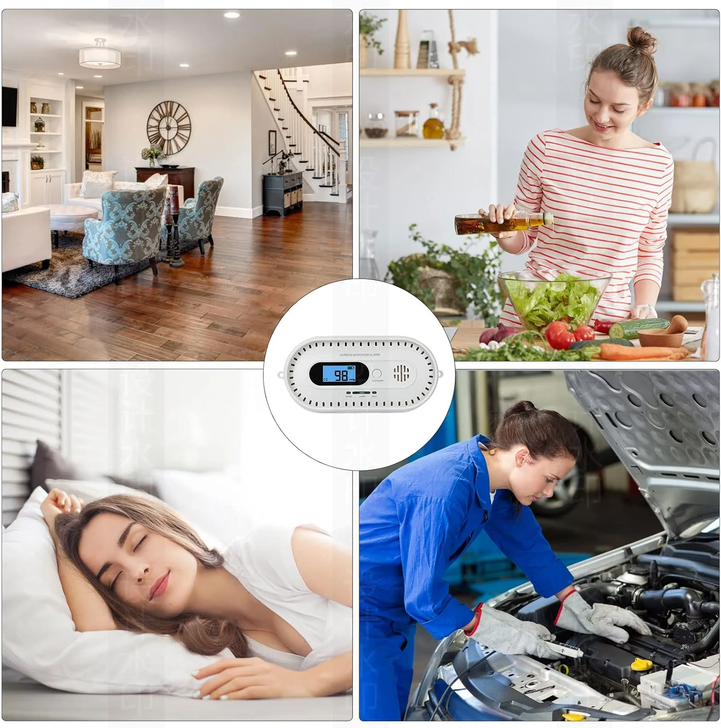 آشکارساز مونوکسید کربن، آلارم CO با صفحه نمایش دیجیتال، مطابق با استاندارد EN50291 و آلارم صوتی 85 دسی بل برای خانه و محل کار (باتری شامل نمی شود) (Type3)