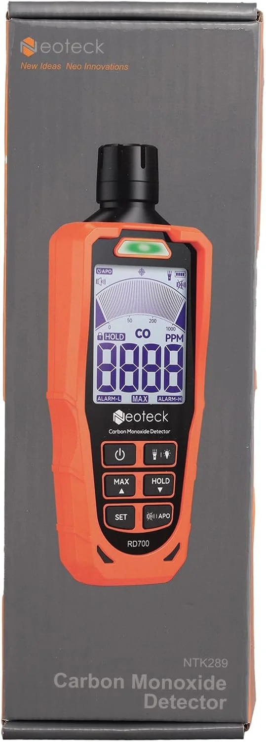 آشکارساز مونوکسید کربن، سنسور بریتانیایی 0.35 ثانیه، CO متر قابل شارژ 0-1000PPM با آلارم های صوتی و بصری، LCD با نور پس زمینه برای خانه، مسافرت، صنعت