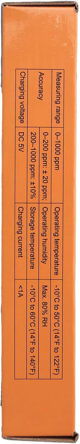 آشکارساز مونوکسید کربن، سنسور بریتانیایی 0.35 ثانیه، CO متر قابل شارژ 0-1000PPM با آلارم های صوتی و بصری، LCD با نور پس زمینه برای خانه، مسافرت، صنعت