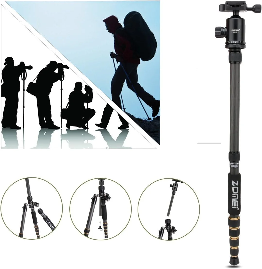 سه پایه فیبر کربنی قابل حمل ZOMEI Z699C با هد توپی، مناسب برای سفر، سازگار با دوربین های Canon، Sony، Nikon، Samsung، Panasonic، Olympus، Kodak، Fuji و دوربین های فیلمبرداری سه پایه فیبر کربنی قابل حمل ZOMEI Z699C با هد توپی، مناسب برای سفر، سازگار با دوربین های Canon، Sony، Nikon، Samsung، Panasonic، Olympus، Kodak، Fuji و دوربین های فیلمبرداری