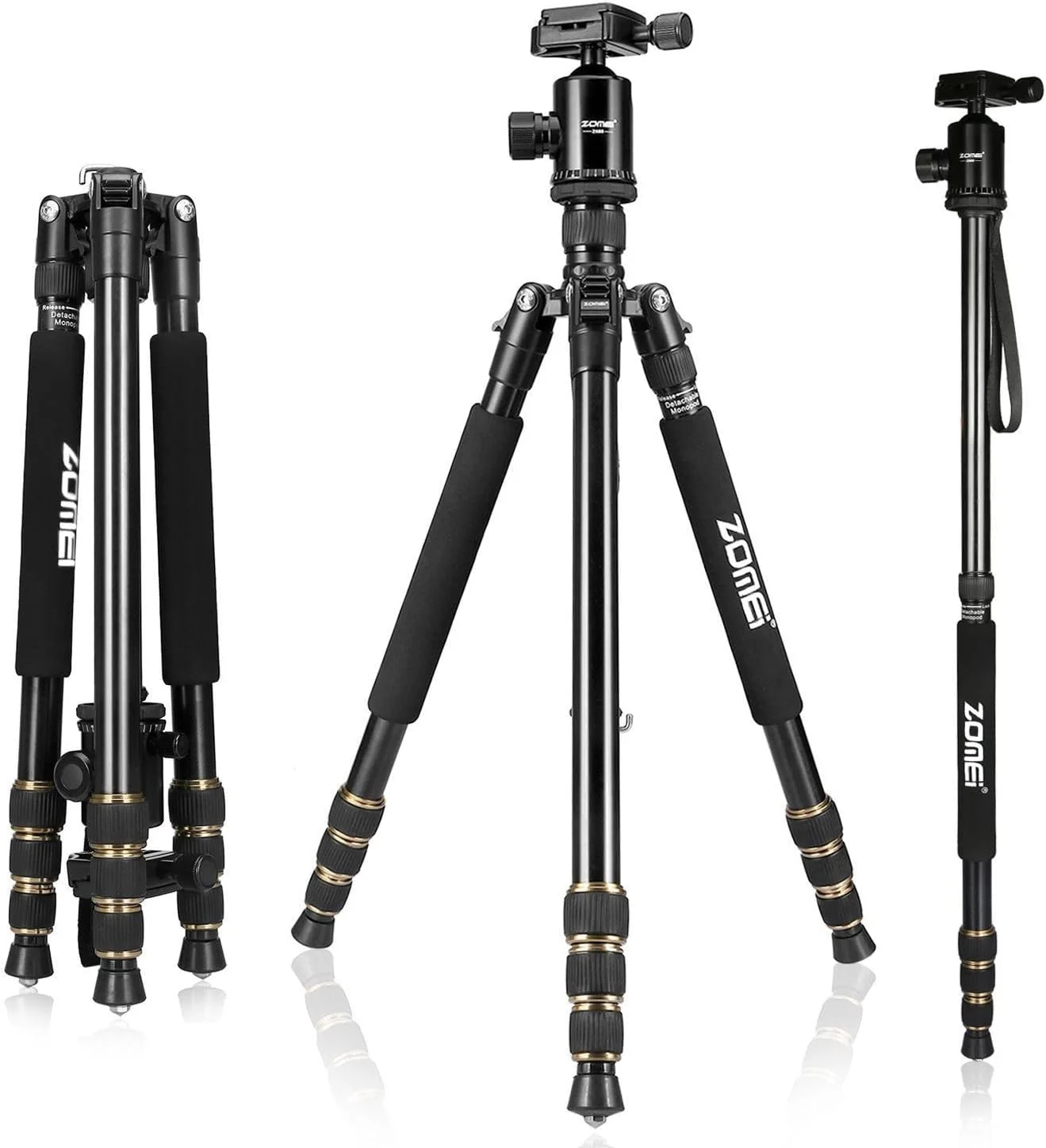 سه پایه مونوپاد حرفه ای دوربین DSLR مدل Zomei Z668 با هد سیال، کیف حمل، سبک و جمع و جور برای دوربین های دیجیتال و DSLR کانن نیکون سونی الیمپوس پاناسونیک و غیره