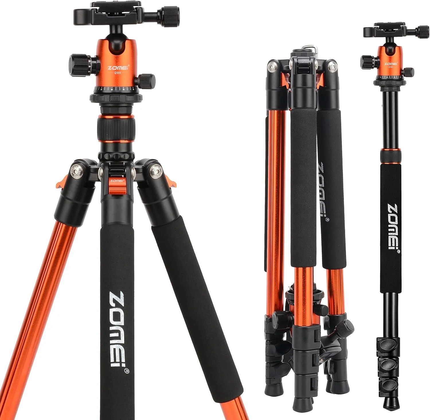 سه پایه دوربین زومی Q555 با ارتفاع 160 سانتی متر، سه پایه مسافرتی آلومینیومی تاشو و سبک با سر توپی 360 درجه برای ولاگ، نیکون، کانن، سونی، تمام DSLR ها، دوربین های دیجیتال، دوربین های شکاری و تلسکوپ لیزری (نارنجی) سه پایه دوربین زومی Q555 با ارتفاع 160 سانتی متر، سه پایه مسافرتی آلومینیومی تاشو و سبک با سر توپی 360 درجه برای ولاگ، نیکون، کانن، سونی، تمام DSLR ها، دوربین های دیجیتال، دوربین های شکاری و تلسکوپ لیزری (نارنجی)