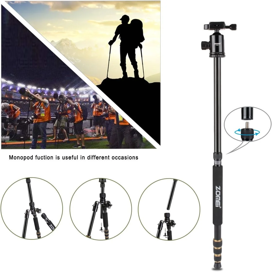 سه پایه مونوپاد حرفه ای دوربین DSLR مدل Zomei Z668 با هد سیال، کیف حمل، سبک و جمع و جور برای دوربین های دیجیتال و DSLR کانن نیکون سونی الیمپوس پاناسونیک و غیره سه پایه مونوپاد حرفه ای دوربین DSLR مدل Zomei Z668 با هد سیال، کیف حمل، سبک و جمع و جور برای دوربین های دیجیتال و DSLR کانن نیکون سونی الیمپوس پاناسونیک و غیره