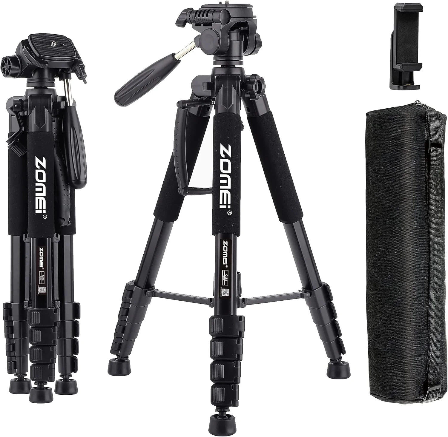 ZOMEi 188 cm Tripod Heavy Duty Tall Tripod Stand, Professional Travel Video Tripod Compatible with DSLR Cameras, Mobile Phones, Projector, Binoculars, Spotting Scope (Black) ZOMEi 188 cm Tripod Heavy Duty Tall Tripod Stand, Professional Travel Video Tripod Compatible with DSLR Cameras, Mobile Phones, Projector, Binoculars, Spotting Scope (Black)