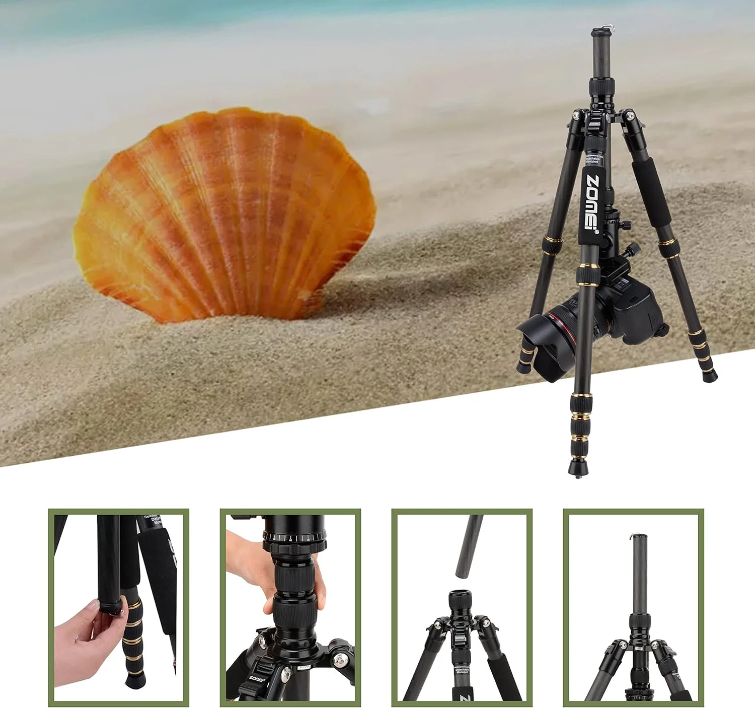 سه پایه فیبر کربنی قابل حمل ZOMEI Z699C با هد توپی، مناسب برای سفر، سازگار با دوربین های Canon، Sony، Nikon، Samsung، Panasonic، Olympus، Kodak، Fuji و دوربین های فیلمبرداری سه پایه فیبر کربنی قابل حمل ZOMEI Z699C با هد توپی، مناسب برای سفر، سازگار با دوربین های Canon، Sony، Nikon، Samsung، Panasonic، Olympus، Kodak، Fuji و دوربین های فیلمبرداری