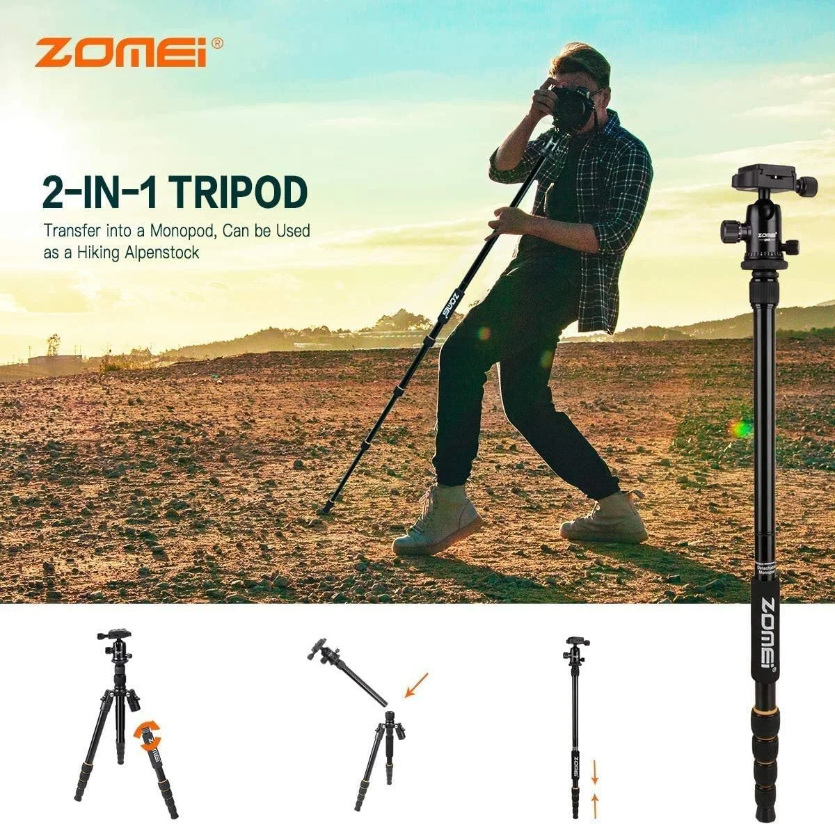 ZOMEi Camera Tripod 62" Light Weight DSLR Tripod with Ball Head Quick Release Plate and Carrying Case (Aluminum Tripod) ZOMEi Camera Tripod 62" Light Weight DSLR Tripod with Ball Head Quick Release Plate and Carrying Case (Aluminum Tripod)