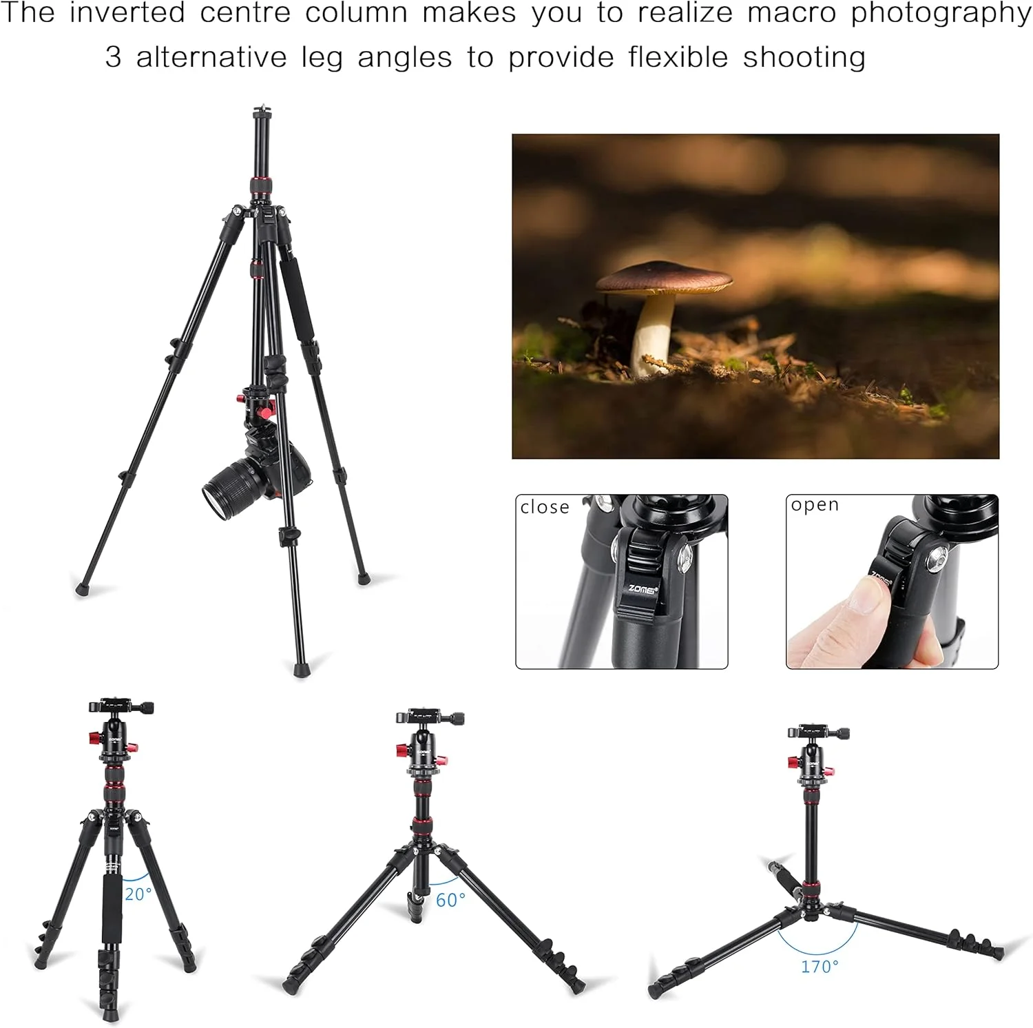 سه پایه دوربین ZOMEI M5، سه پایه مسافرتی آلومینیومی سبک وزن، تک پایه، سه پایه عکاسی قابل حمل و جمع و جور با سر توپی 360 درجه و گیره تلفن برای دوربین های DSLR، تلفن هوشمند سه پایه دوربین ZOMEI M5، سه پایه مسافرتی آلومینیومی سبک وزن، تک پایه، سه پایه عکاسی قابل حمل و جمع و جور با سر توپی 360 درجه و گیره تلفن برای دوربین های DSLR، تلفن هوشمند