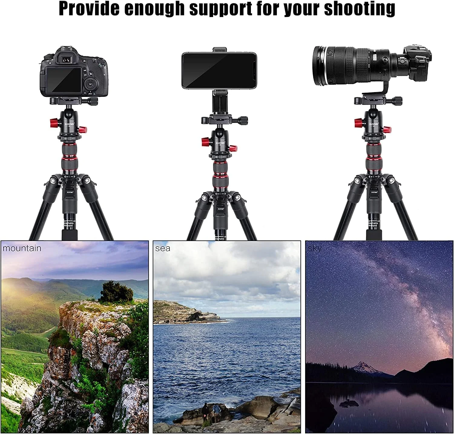 سه پایه دوربین ZoMei مدل M5، سه پایه تک پایه مسافرتی آلومینیومی سبک وزن، پایه تلفن همراه قابل حمل و جمع و جور با سر توپی 360 درجه و کیف حمل، سازگار با دوربین های DSLR و تلفن های هوشمند سه پایه دوربین ZoMei مدل M5، سه پایه تک پایه مسافرتی آلومینیومی سبک وزن، پایه تلفن همراه قابل حمل و جمع و جور با سر توپی 360 درجه و کیف حمل، سازگار با دوربین های DSLR و تلفن های هوشمند