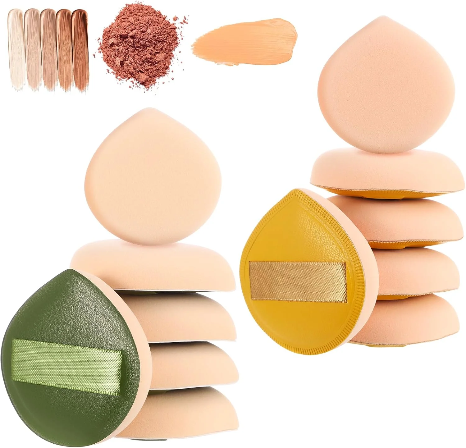 اسفنج بزرگ کرم پودر ViEinkaufen، 12 عدد اسفنج آرایشی پودری نرم به شکل قطره اشک، اسفنج های آرایشی صورت مناسب برای کرم پودر مایع کانسیلر، قابل استفاده به صورت خشک و مرطوب
