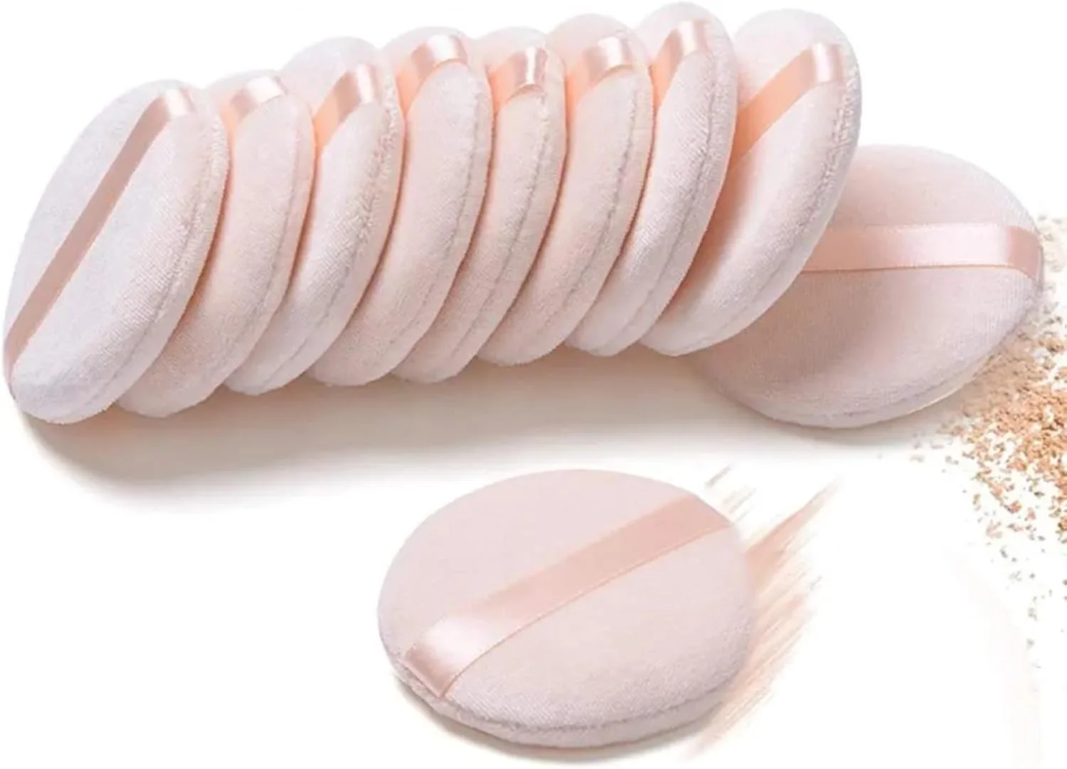 پدهای پودر آرایشی ویرز، 10 عدد پد پودر صورت اسفنجی نرم، اپلیکاتور آرایش فونداسیون گرد نرم، کانسیلر برای فونداسیون مایع، پودر شل، آرایش صورت یا مراقبت از پوست، قابل شستشو