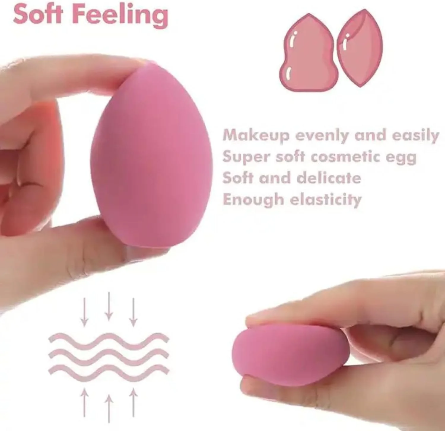 مجموعه اسفنج آرایشی وییرز، 4 عددی، همراه با جعبه، مناسب برای کرم پودر، کانسیلر، پودر، کرم، آرایش مایع، نرم و قابل استفاده مجدد، صورتی