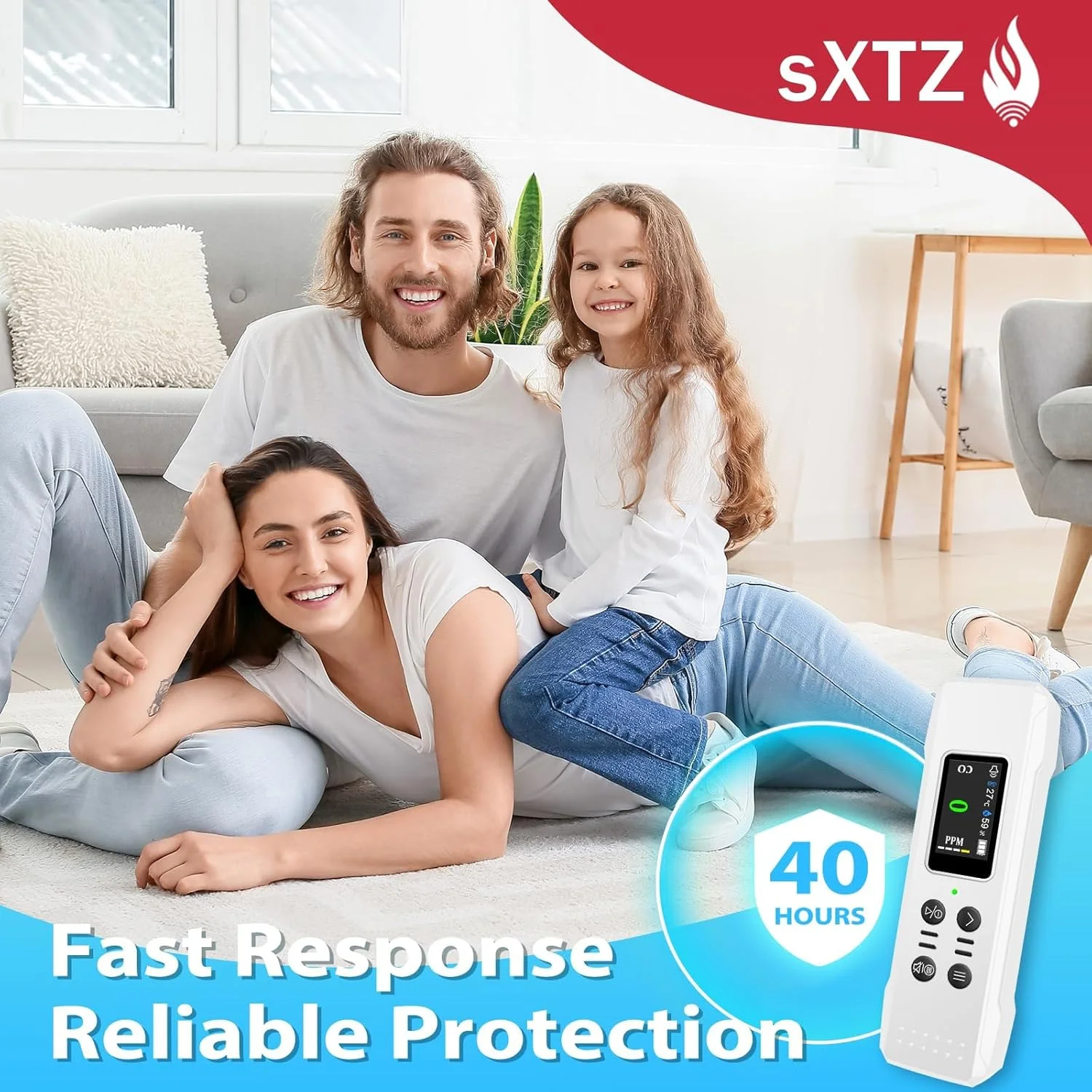 آشکارسازهای مونوکسید کربن، آلارم مونوکسید کربن قابل حمل با هشدارهای صوتی و بصری، 0-1000PPM، آشکارساز CO با سنسور رطوبت و دما برای خانه، ماشین، کمپینگ و مسافرت (کابل Type-c و باتری 1000 میلی آمپر ساعت)