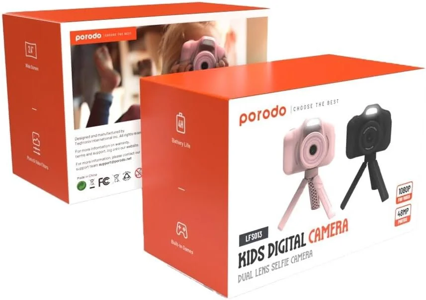 دوربین کودکانه Porodo Lifestyle Focus همراه با پایه سه پایه 1000mAh - مشکی دوربین کودکانه Porodo Lifestyle Focus همراه با پایه سه پایه 1000mAh - مشکی