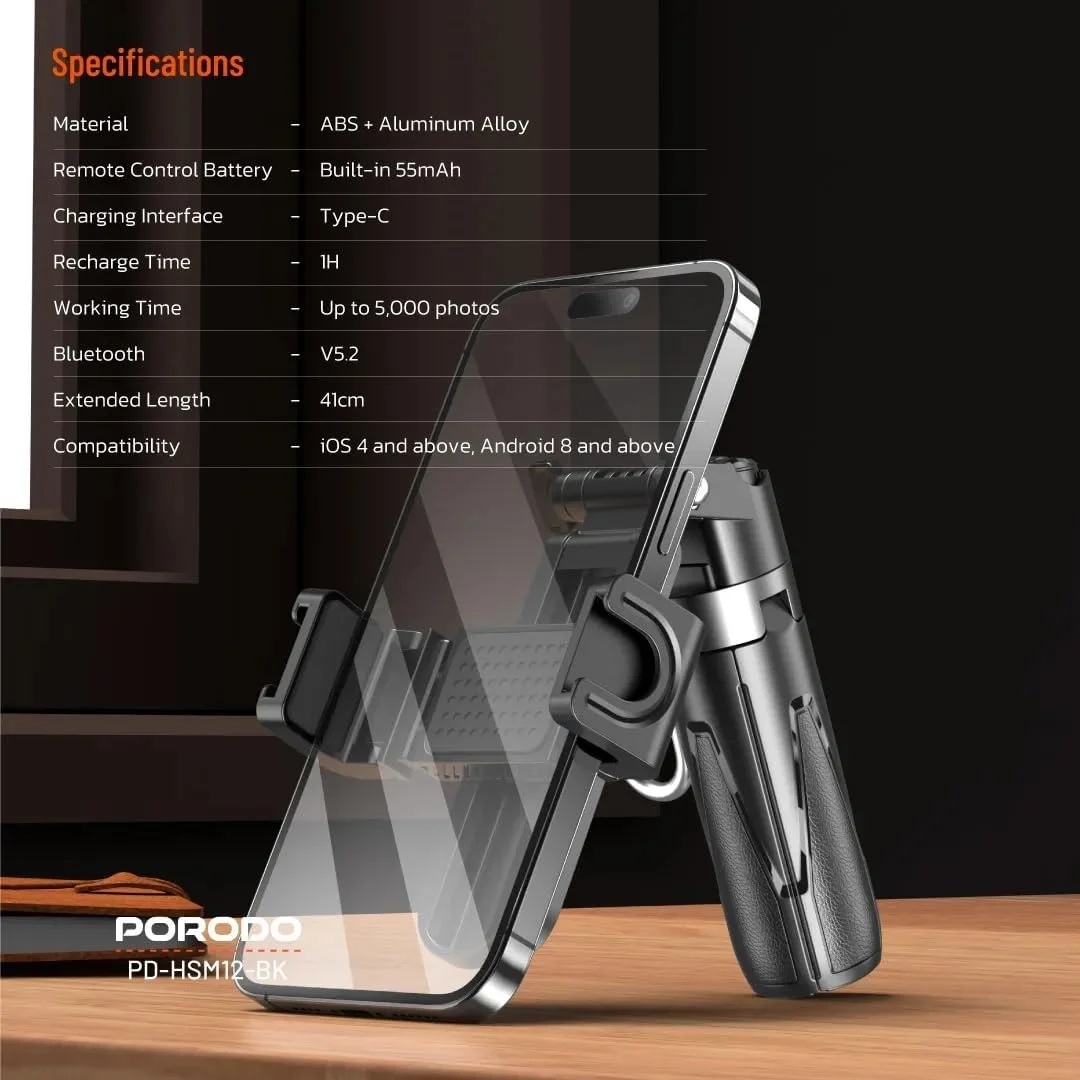 مونوپاد سلفی تاشو Porodo با سه پایه قابل افزایش طول - مشکی مونوپاد سلفی تاشو Porodo با سه پایه قابل افزایش طول - مشکی