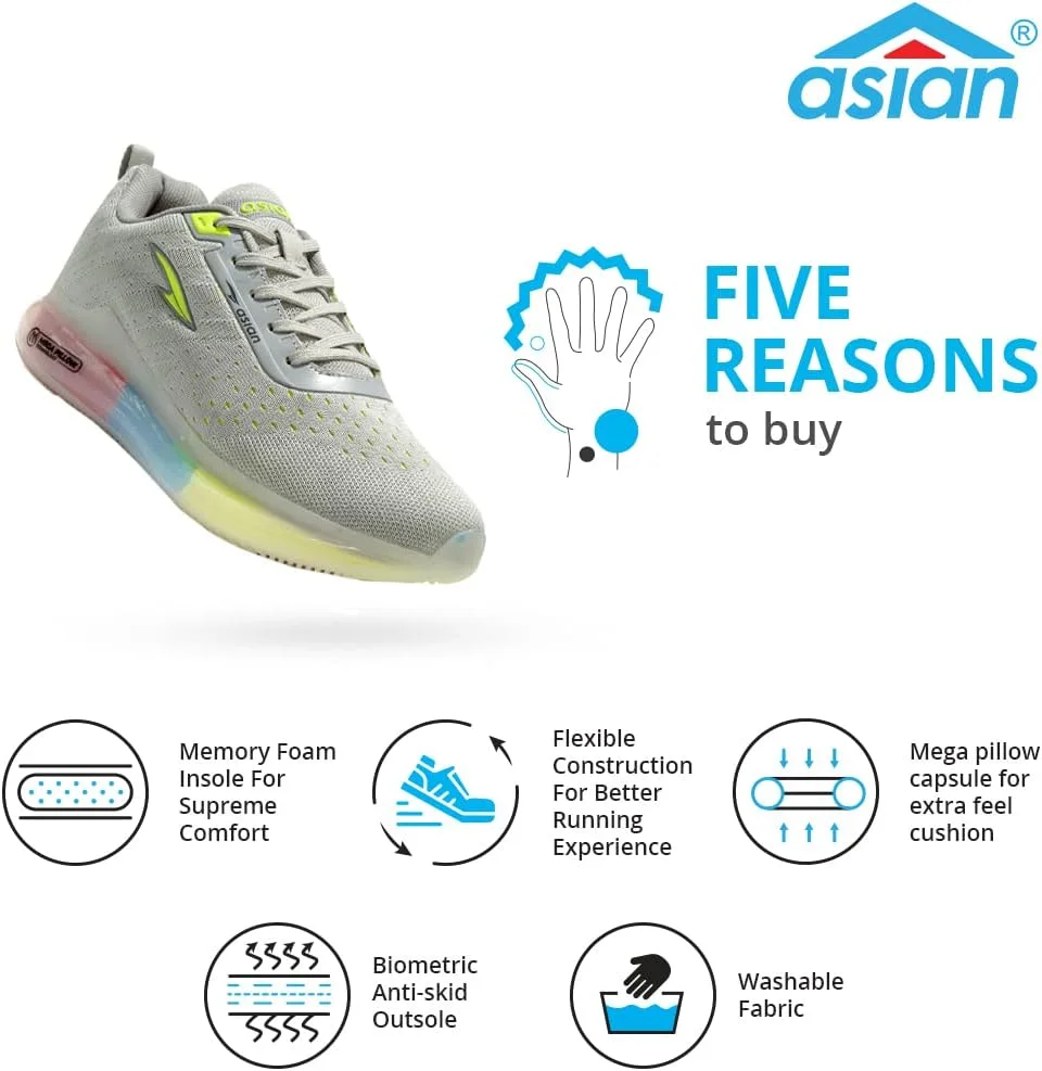 کفش های دویدن مردانه آسیایی مدل Missile-01 | کفش های ورزشی مردانه با فناوری Mega Pillow Sole برای پرش بیشتر | کفش های غیر رسمی مردانه با زیره Phylon