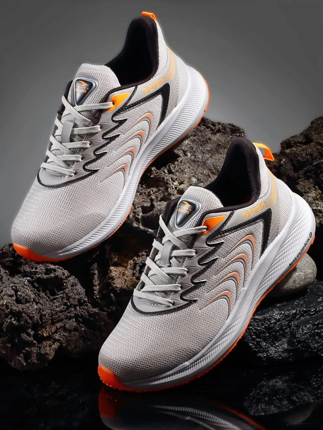 کفش ورزشی مردانه ASIAN مدل Fortuner-07 مناسب دویدن، پیاده روی و باشگاه با فناوری Max Cushion، کفش کتانی غیر رسمی برای مردان و پسران، مشکی، سایز 38.5 اروپا