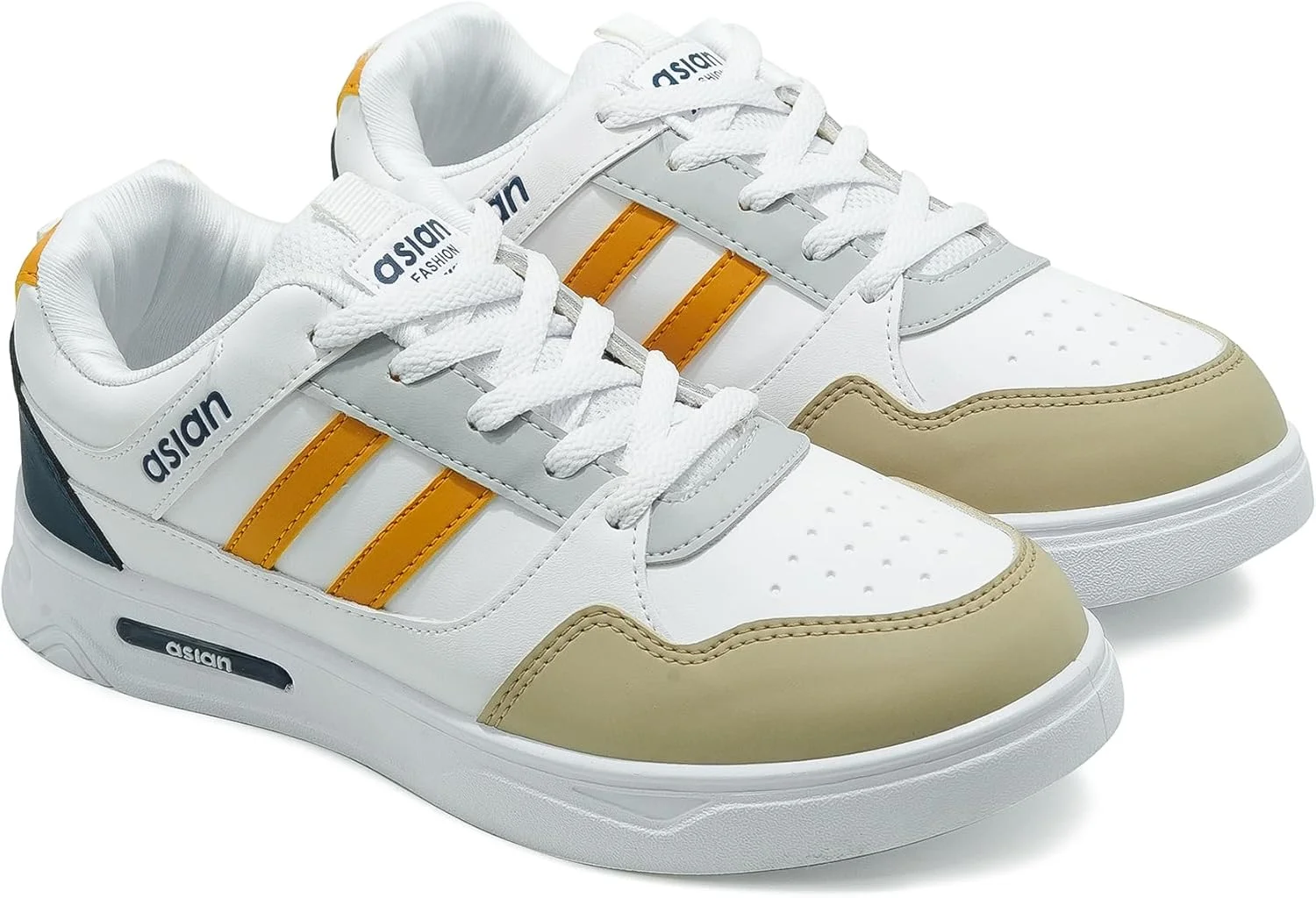 کفش کتانی سفید مردانه ASIAN مدل Boston-02، رویه مصنوعی، سبک و راحت، ساق متوسط