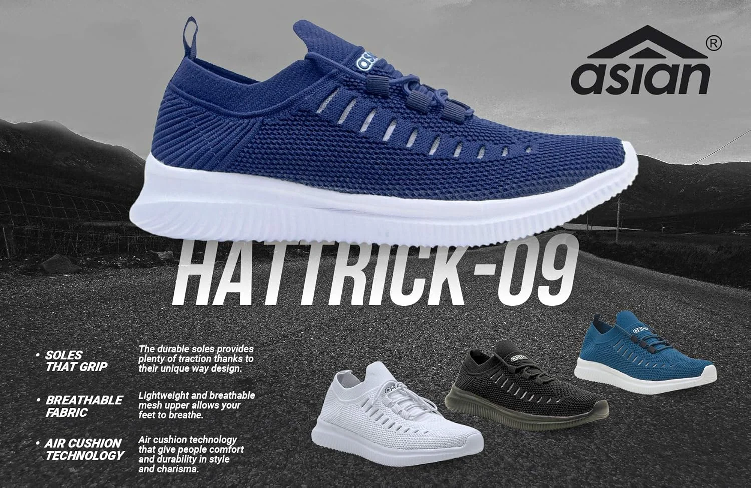 کفش ورزشی بافتنی مردانه ASIAN مدل Hattrick-09، فوق العاده سبک، تنفس پذیر، مناسب پیاده روی و دویدن، سایز 8 کفش ورزشی بافتنی مردانه ASIAN مدل Hattrick-09، فوق العاده سبک، تنفس پذیر، مناسب پیاده روی و دویدن، سایز 8