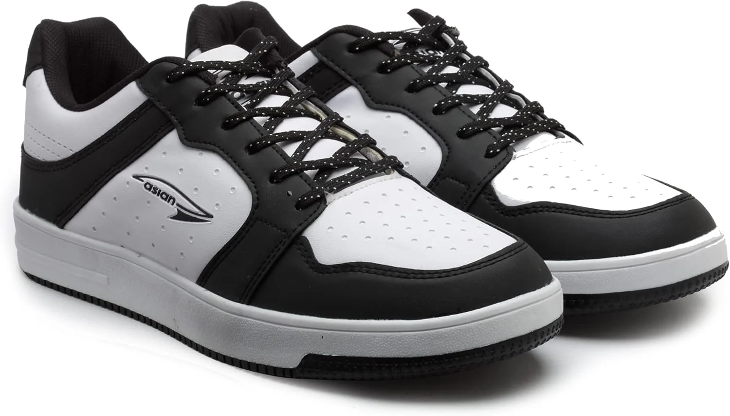 کفش کتانی مردانه ASIAN مدل JASPER-05، مناسب پیاده روی و باشگاه، دارای زیره لاستیکی ضخیم با فناوری زیره ضد آب مصنوعی TPR به همراه کفی مموری فوم و بند دار، مشکی، سایز 38.5 اروپا