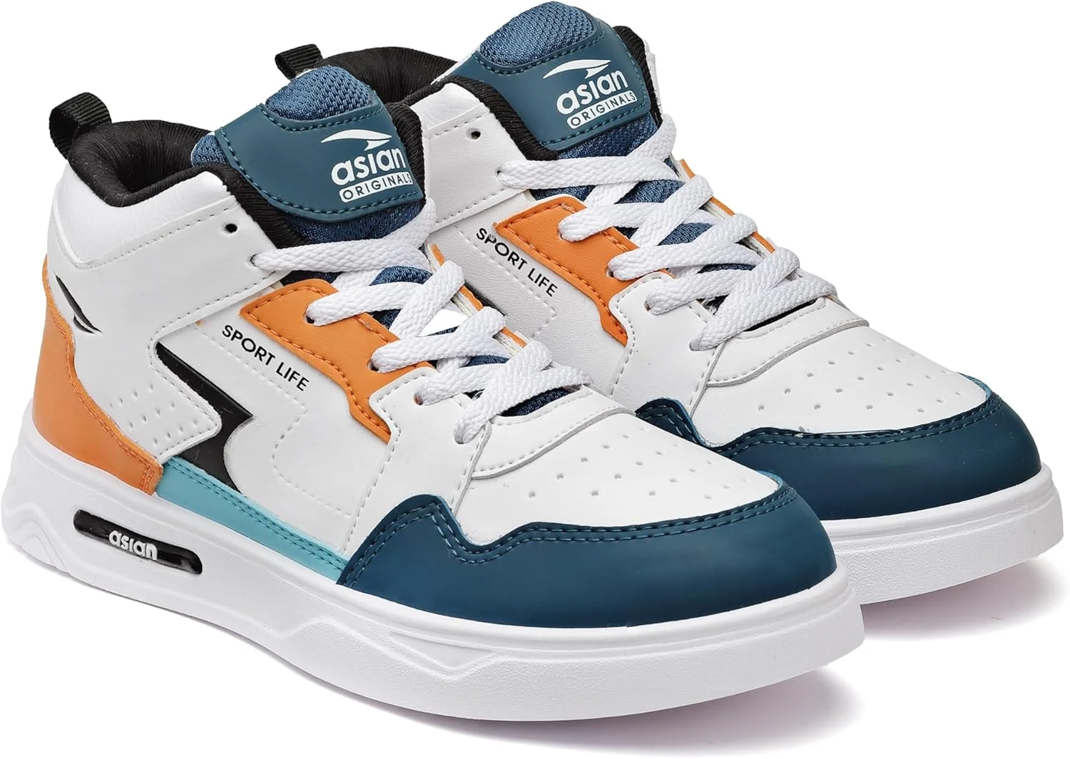 کفش کتانی سفید مردانه ASIAN مدل Hi-Neck، رویه مصنوعی، سبک و راحت، ساق متوسط، مناسب آقایان و پسران مدل Boston-13