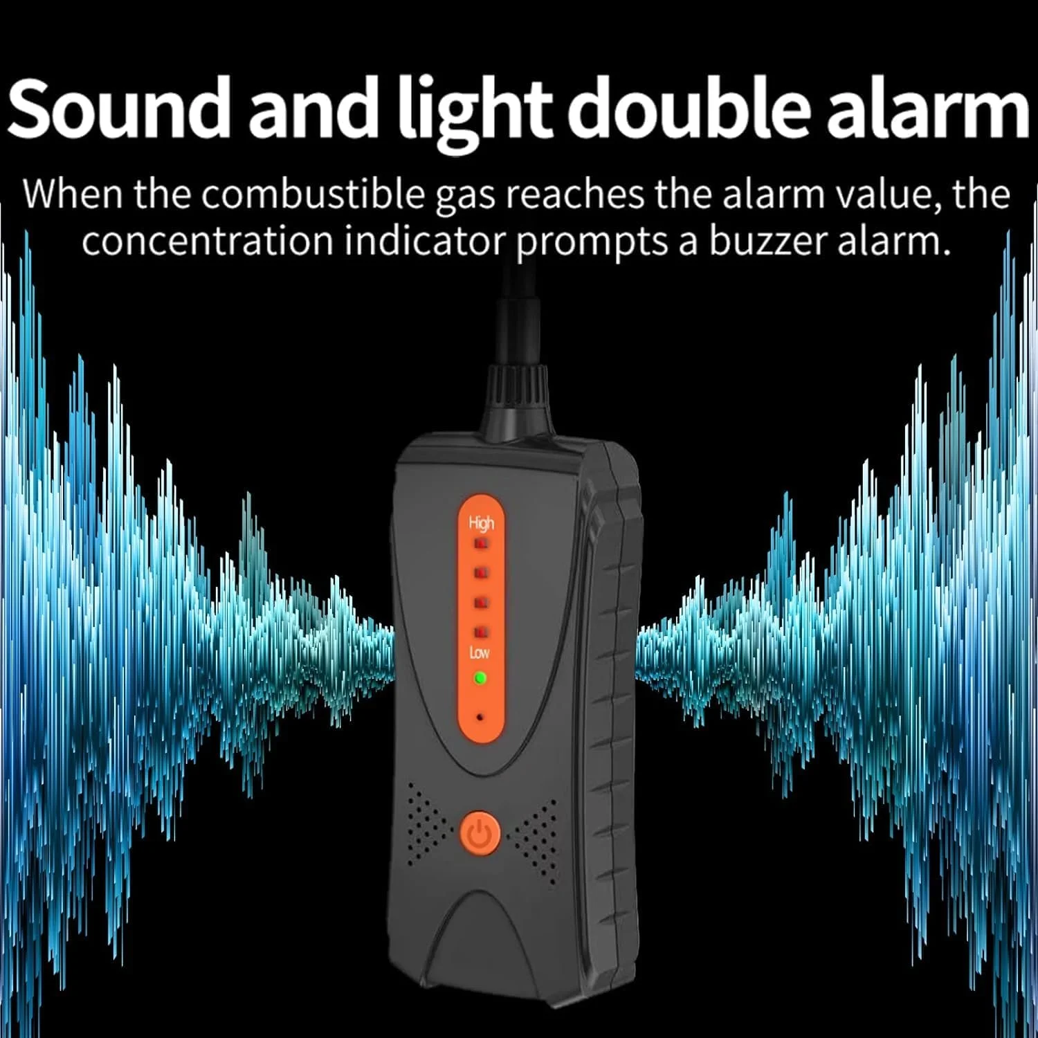 دستگاه تشخیص نشت گاز MAKINGTEC، تستر نشت گازهای قابل اشتعال با آلارم صوتی و تصویری، ردیاب گاز قابل حمل برای یافتن نشت گاز متان، LPG، LNG، سوخت، گاز فاضلاب (0-10000 PPM)