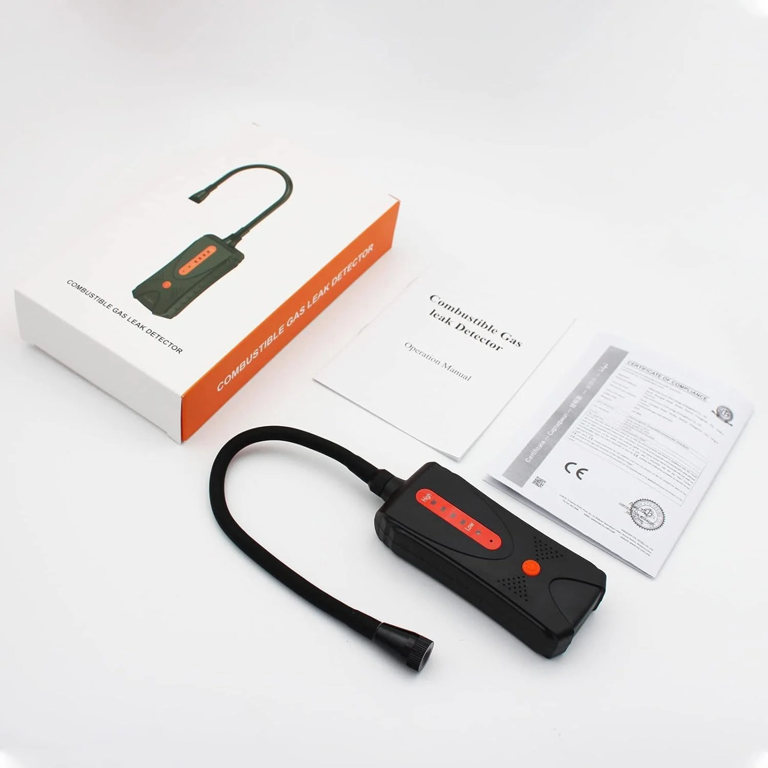 دستگاه تشخیص نشت گاز MAKINGTEC، تستر نشت گازهای قابل اشتعال با آلارم صوتی و تصویری، ردیاب گاز قابل حمل برای یافتن نشت گاز متان، LPG، LNG، سوخت، گاز فاضلاب (0-10000 PPM)