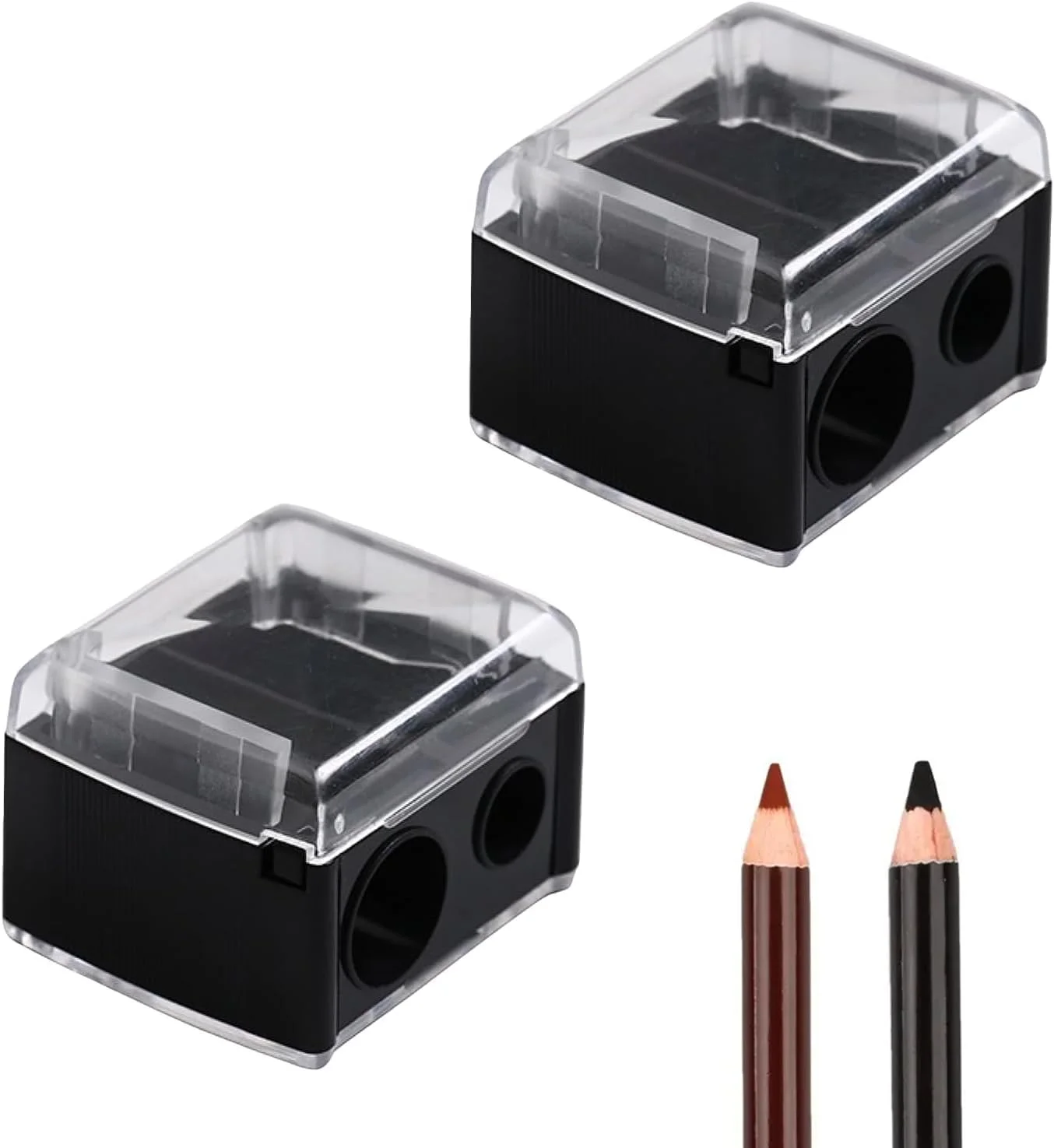 دو عدد تراش آرایشی جهانی، تراش لوازم آرایشی برای خط چشم، رژ لب، مداد ابرو، قابل حمل دو عدد تراش آرایشی جهانی، تراش لوازم آرایشی برای خط چشم، رژ لب، مداد ابرو، قابل حمل