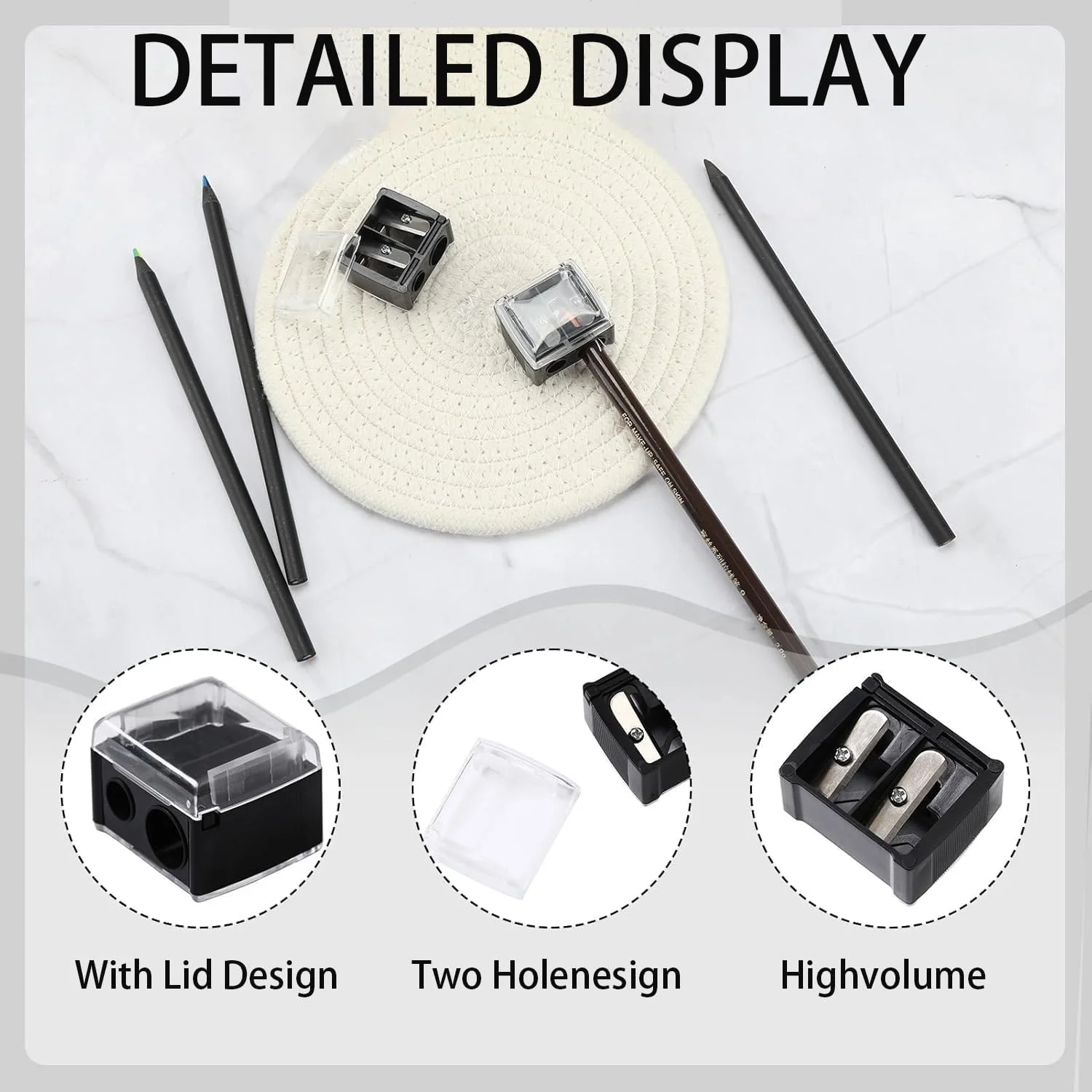 دو عدد تراش آرایشی جهانی، تراش لوازم آرایشی برای خط چشم، رژ لب، مداد ابرو، قابل حمل