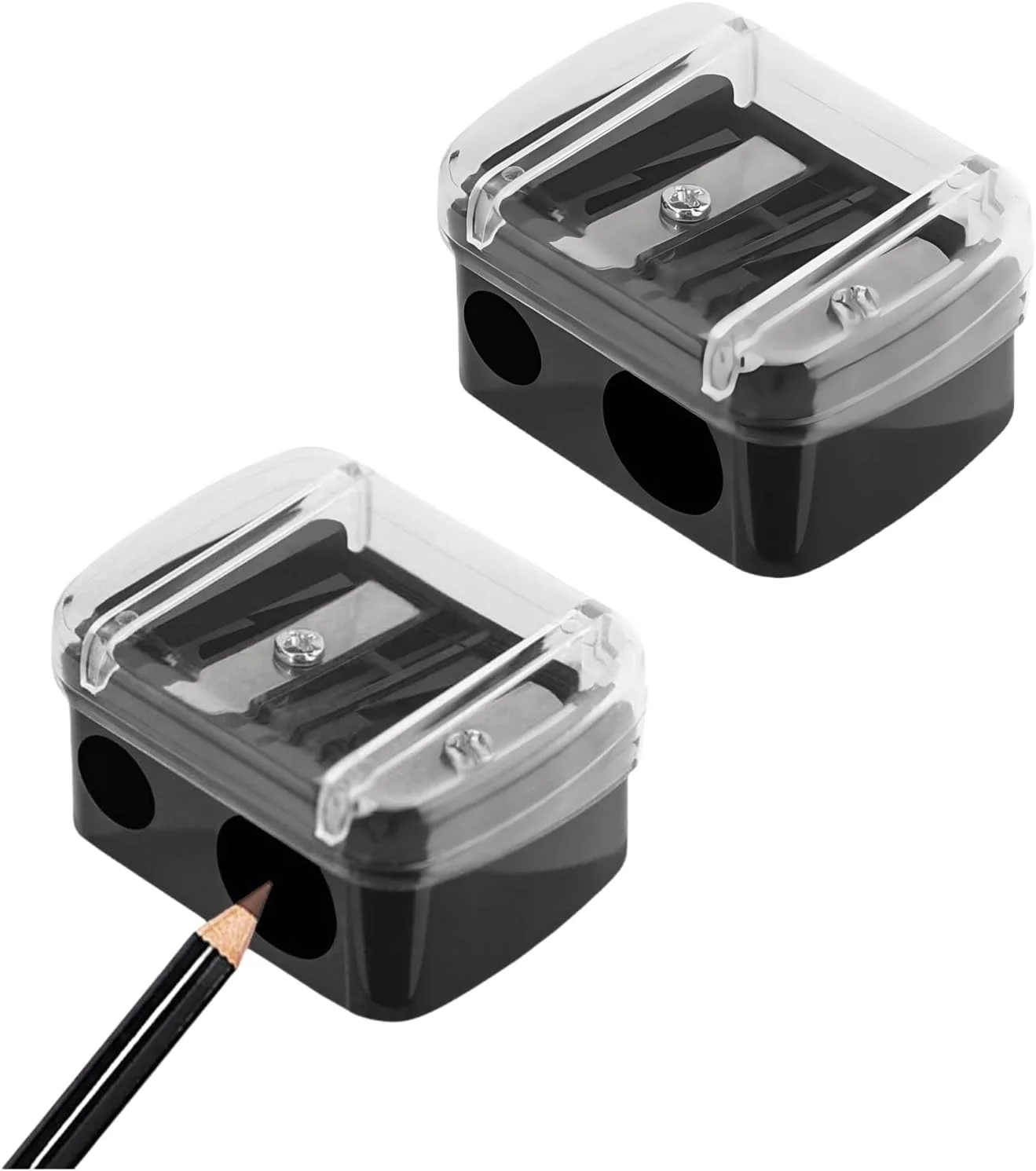 تراش آرایشی دو سوراخه - تراش حرفه ای مداد آرایشی برای خط چشم و خط لب | تیغه های دقیق، طراحی جمع و جور تراش آرایشی دو سوراخه - تراش حرفه ای مداد آرایشی برای خط چشم و خط لب | تیغه های دقیق، طراحی جمع و جور