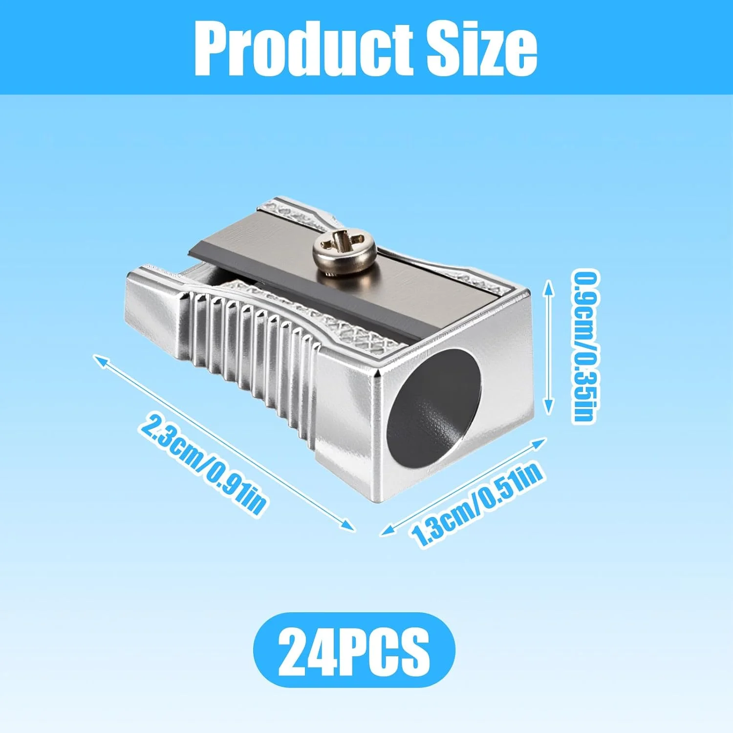 بسته 24 عددی تراش فلزی مداد، تراش دستی تک سوراخه، تراش کوچک دستی آلیاژ آلومینیوم برای تراشیدن مداد برای لوازم کلاس های هنری مدارس و ادارات بسته 24 عددی تراش فلزی مداد، تراش دستی تک سوراخه، تراش کوچک دستی آلیاژ آلومینیوم برای تراشیدن مداد برای لوازم کلاس های هنری مدارس و ادارات