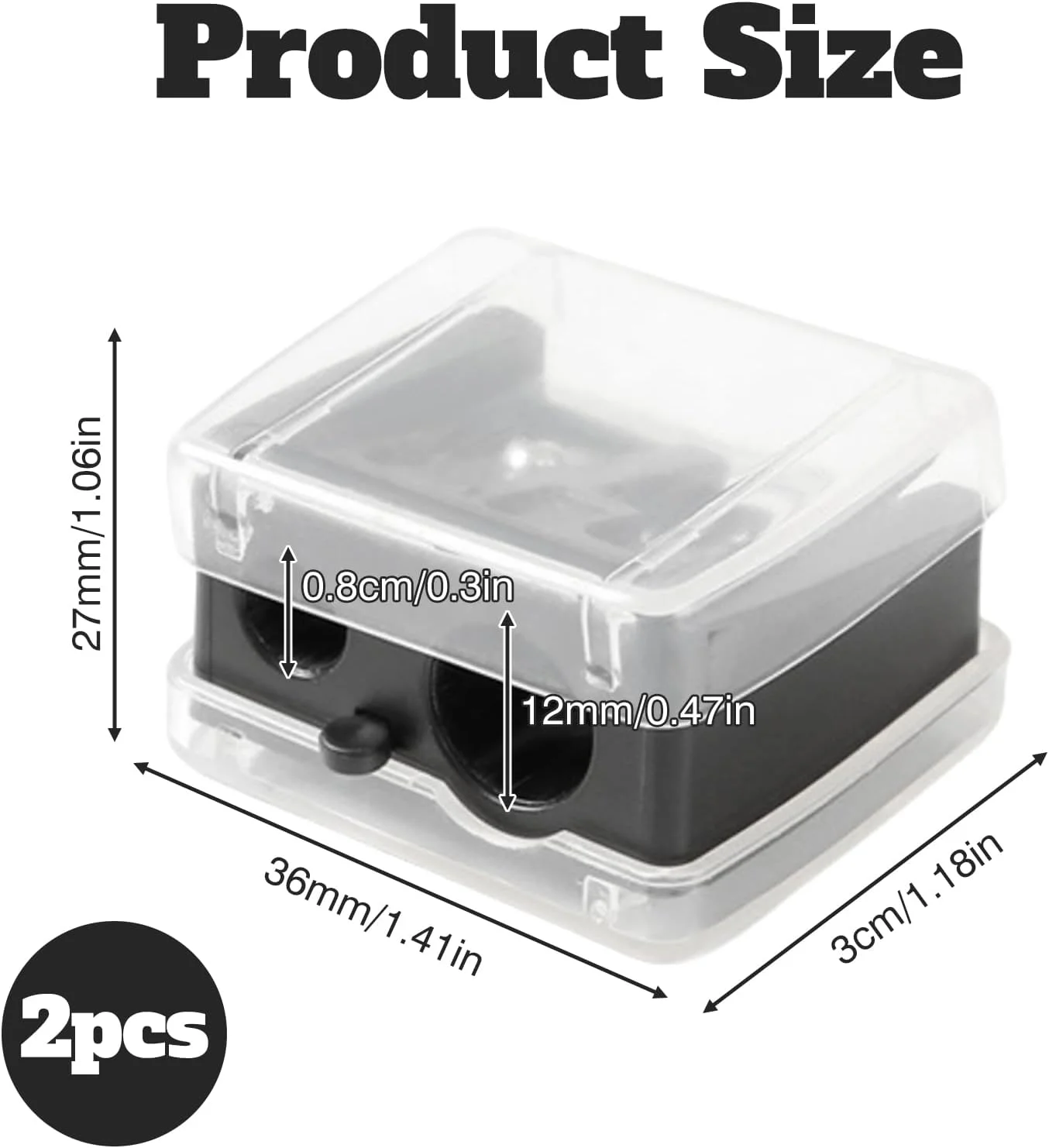2 عدد تراش آرایشی/تراش لوازم آرایشی (مشکی 2)