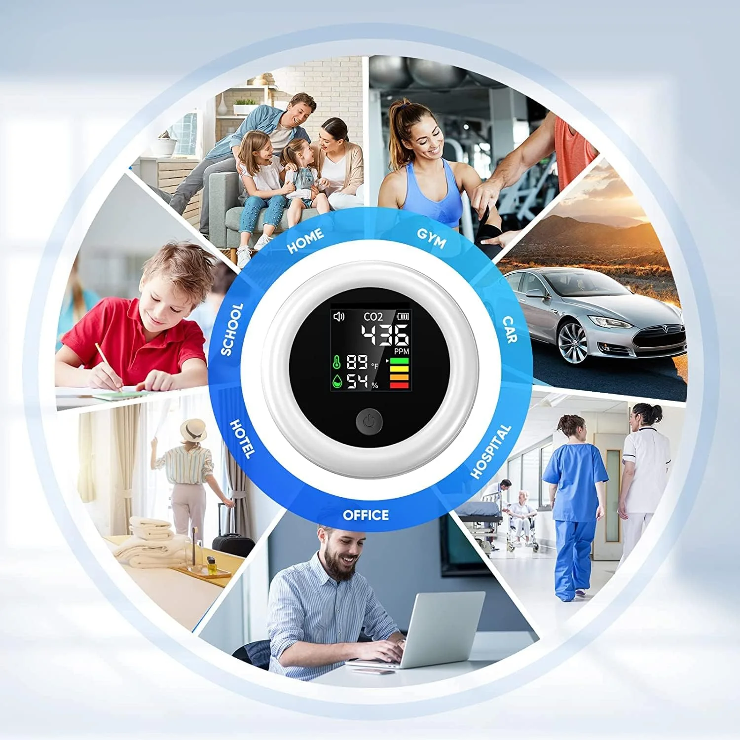 دستگاه تشخیص CO2 MAKINGTEC، مانیتور کیفیت هوا 3 در 1، آنالیزور دما و رطوبت، مینی متر دیجیتال CO2 برای منزل، مسافرت و هر مکان (سفید)