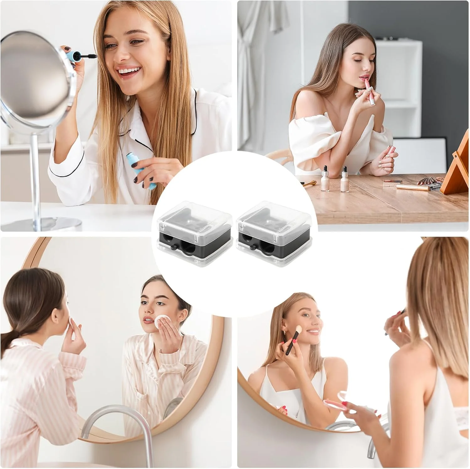 2 عدد تراش آرایشی/تراش لوازم آرایشی (مشکی 2)