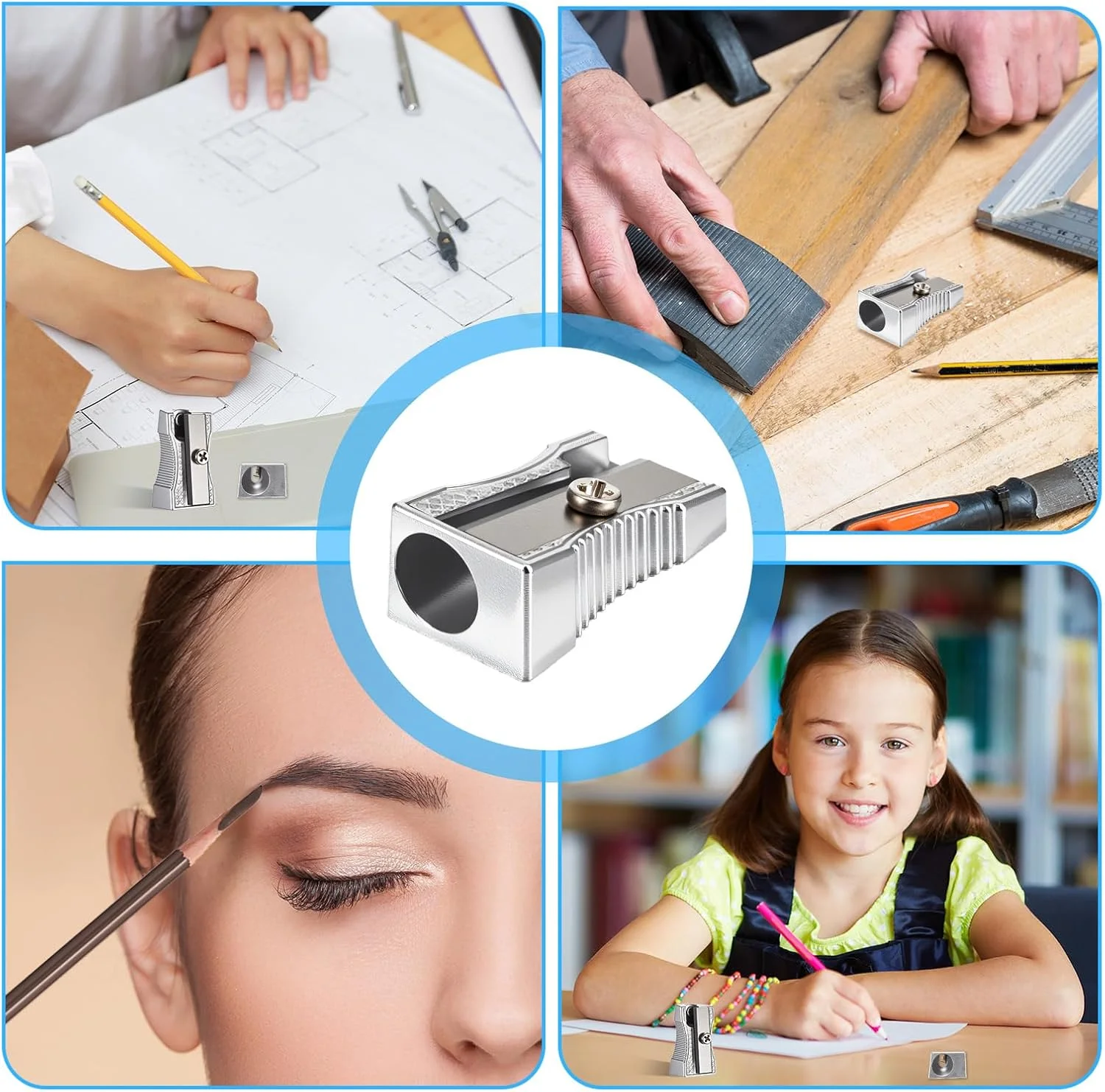 بسته 24 عددی تراش فلزی مداد، تراش دستی تک سوراخه، تراش کوچک دستی آلیاژ آلومینیوم برای تراشیدن مداد برای لوازم کلاس های هنری مدارس و ادارات بسته 24 عددی تراش فلزی مداد، تراش دستی تک سوراخه، تراش کوچک دستی آلیاژ آلومینیوم برای تراشیدن مداد برای لوازم کلاس های هنری مدارس و ادارات