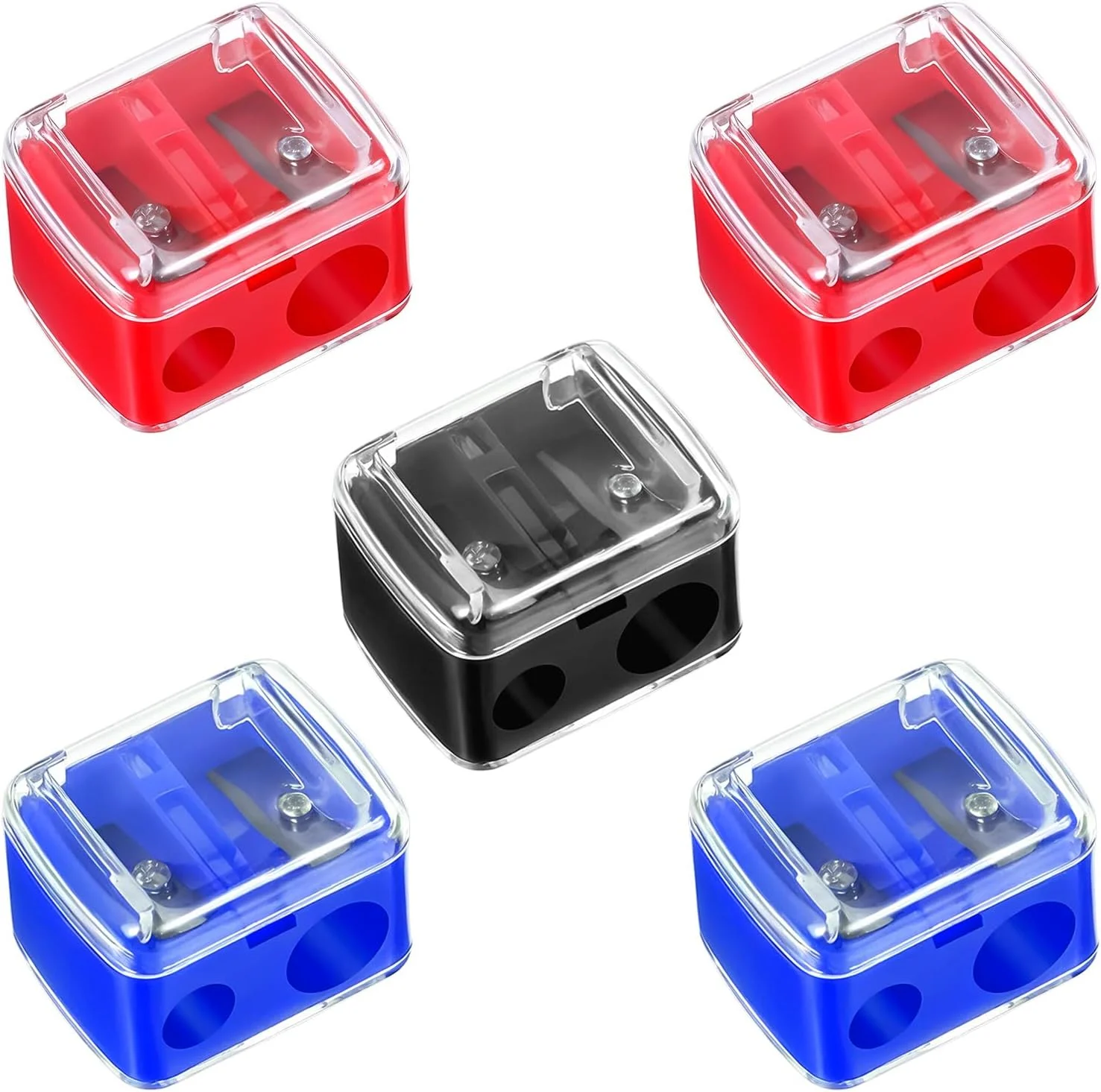 بسته 5 عددی تراش آرایشی مدادی، تراش دستی دو سوراخه مداد آرایشی برای خط لب، خط چشم و مداد ابرو، ابزار دستی آرایشی مناسب مسافرت برای زنان، چند رنگ بسته 5 عددی تراش آرایشی مدادی، تراش دستی دو سوراخه مداد آرایشی برای خط لب، خط چشم و مداد ابرو، ابزار دستی آرایشی مناسب مسافرت برای زنان، چند رنگ