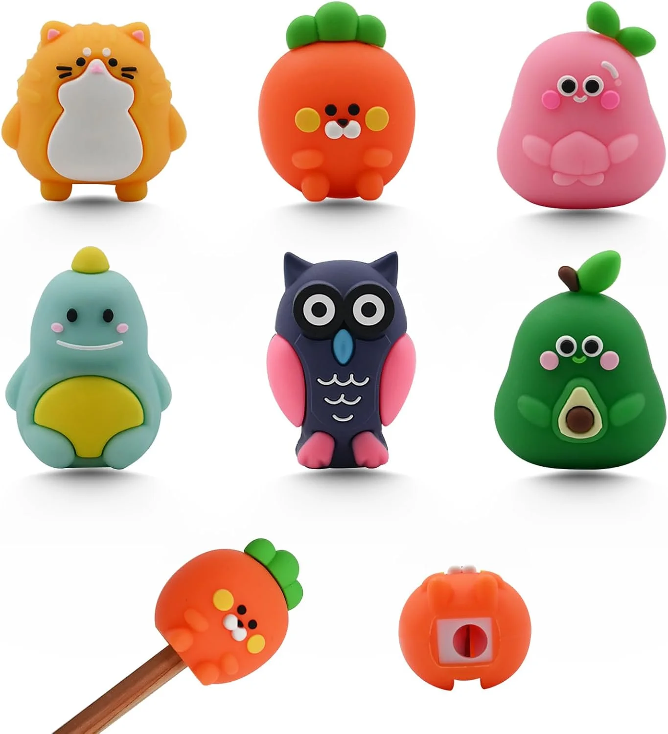 6 عدد تراش مداد فانتزی، تراش مداد دستی برای کودکان، تراش خنده دار کارتونی خلاقانه، لوازم التحریر کاوایی مینی برای مدرسه و دفتر (مدل 3)